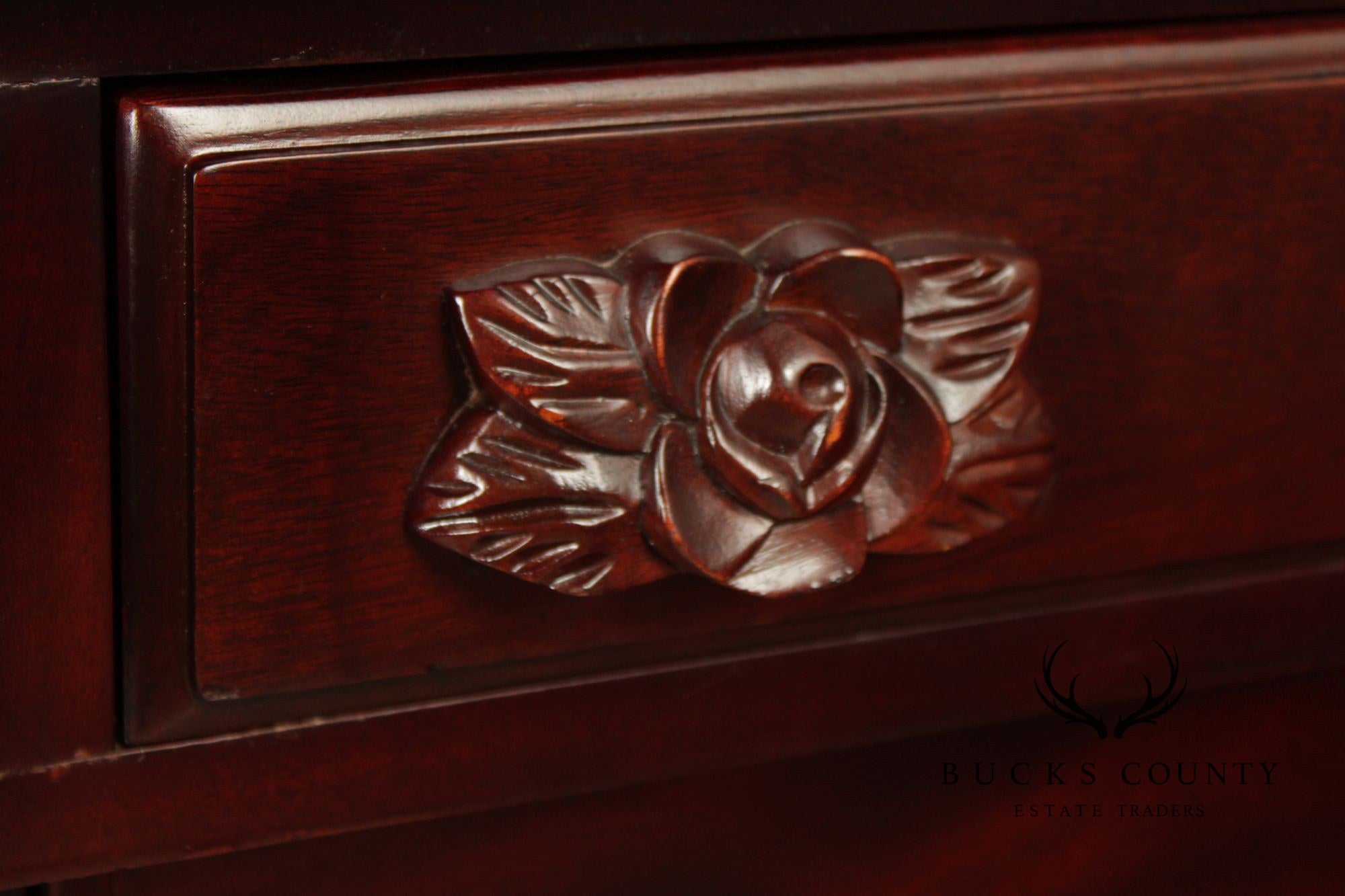 Carlton McLendon Victorian Style Solid Mahogany Carved Sideboard