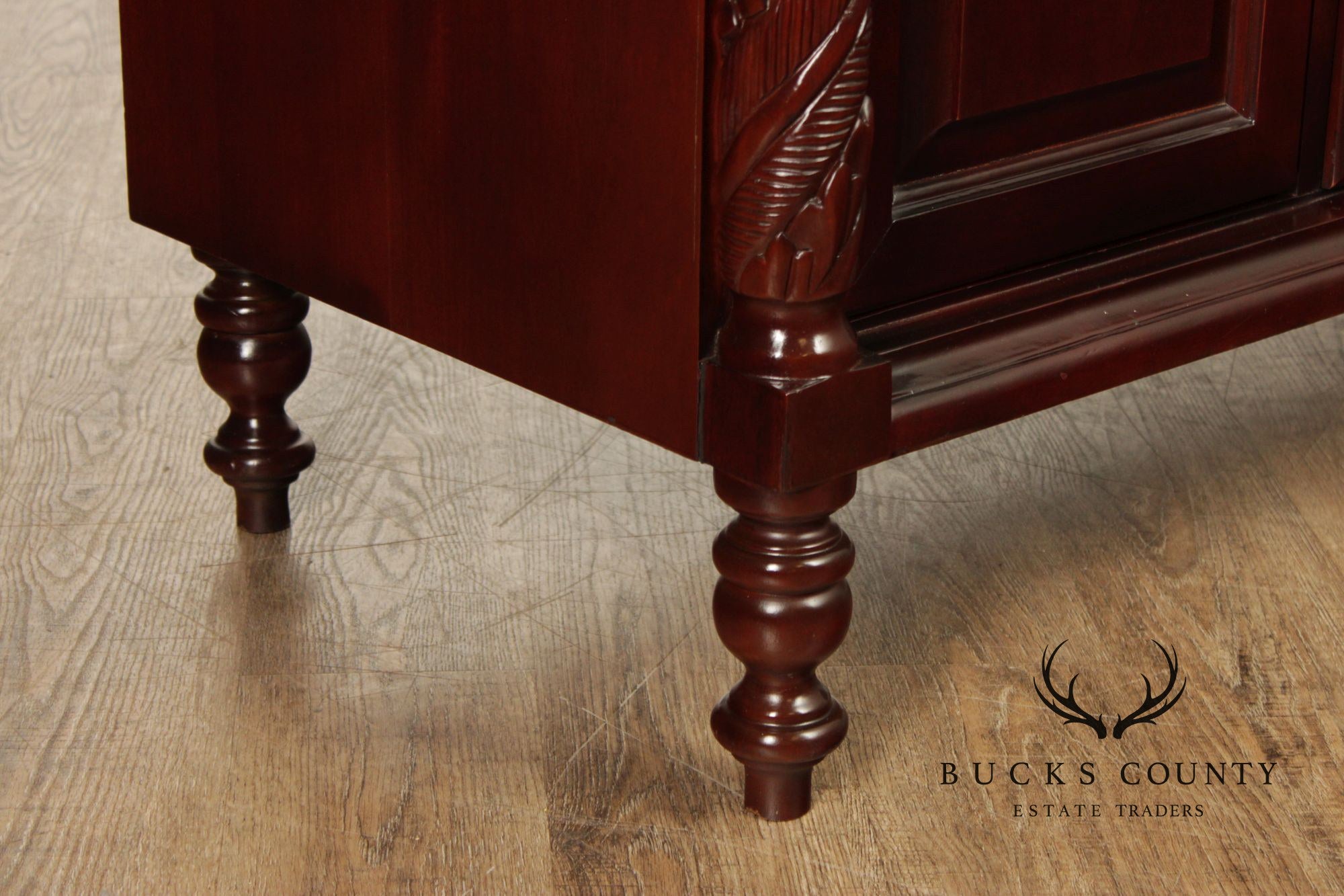 Carlton McLendon Victorian Style Solid Mahogany Carved Sideboard