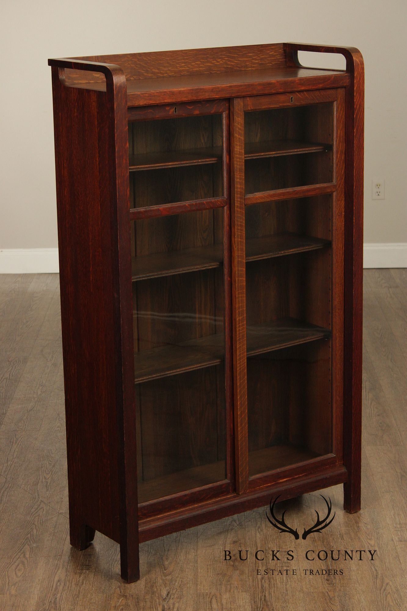 Brooks Antique Mission Oak Sliding Door Bookcase