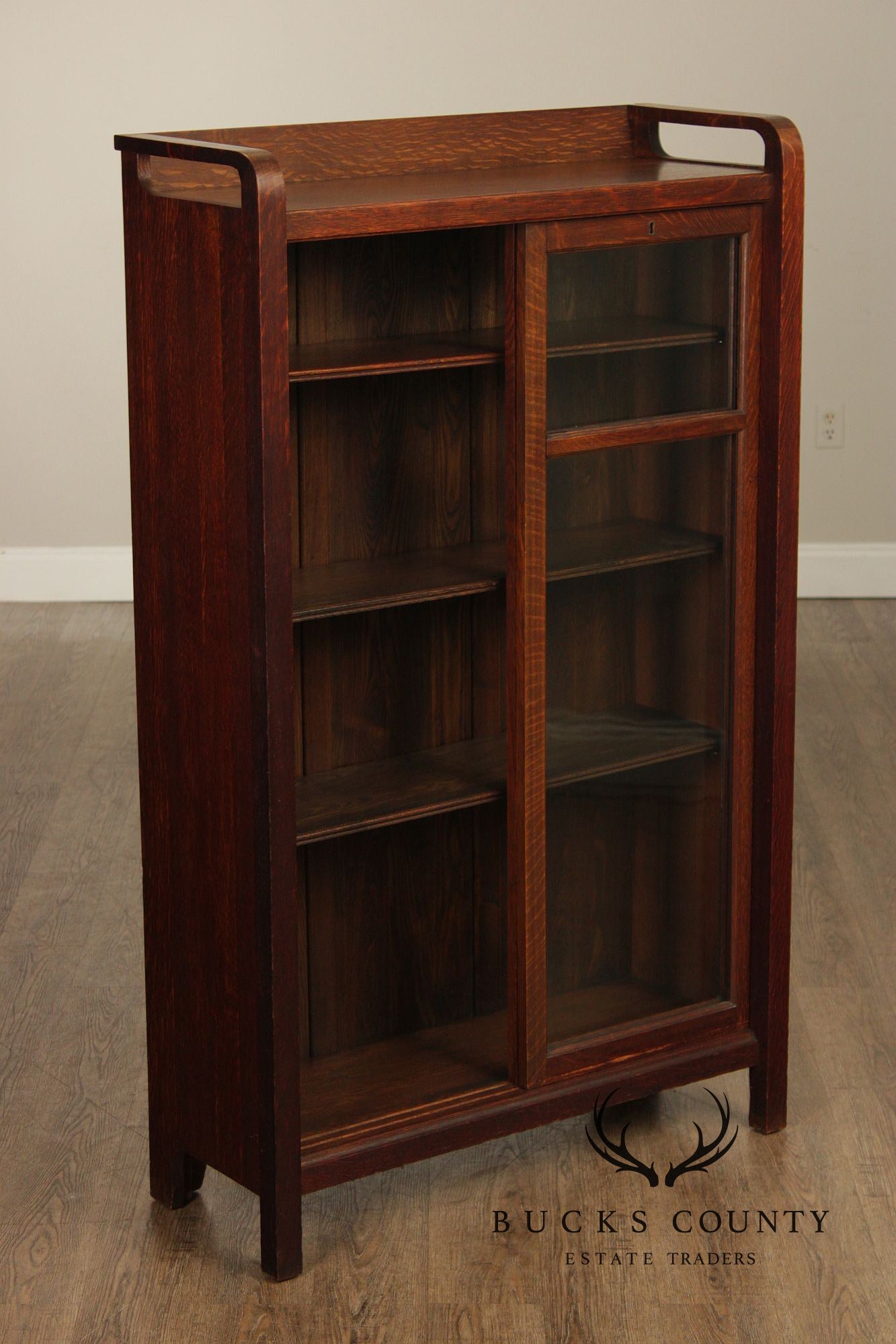 Brooks Antique Mission Oak Sliding Door Bookcase