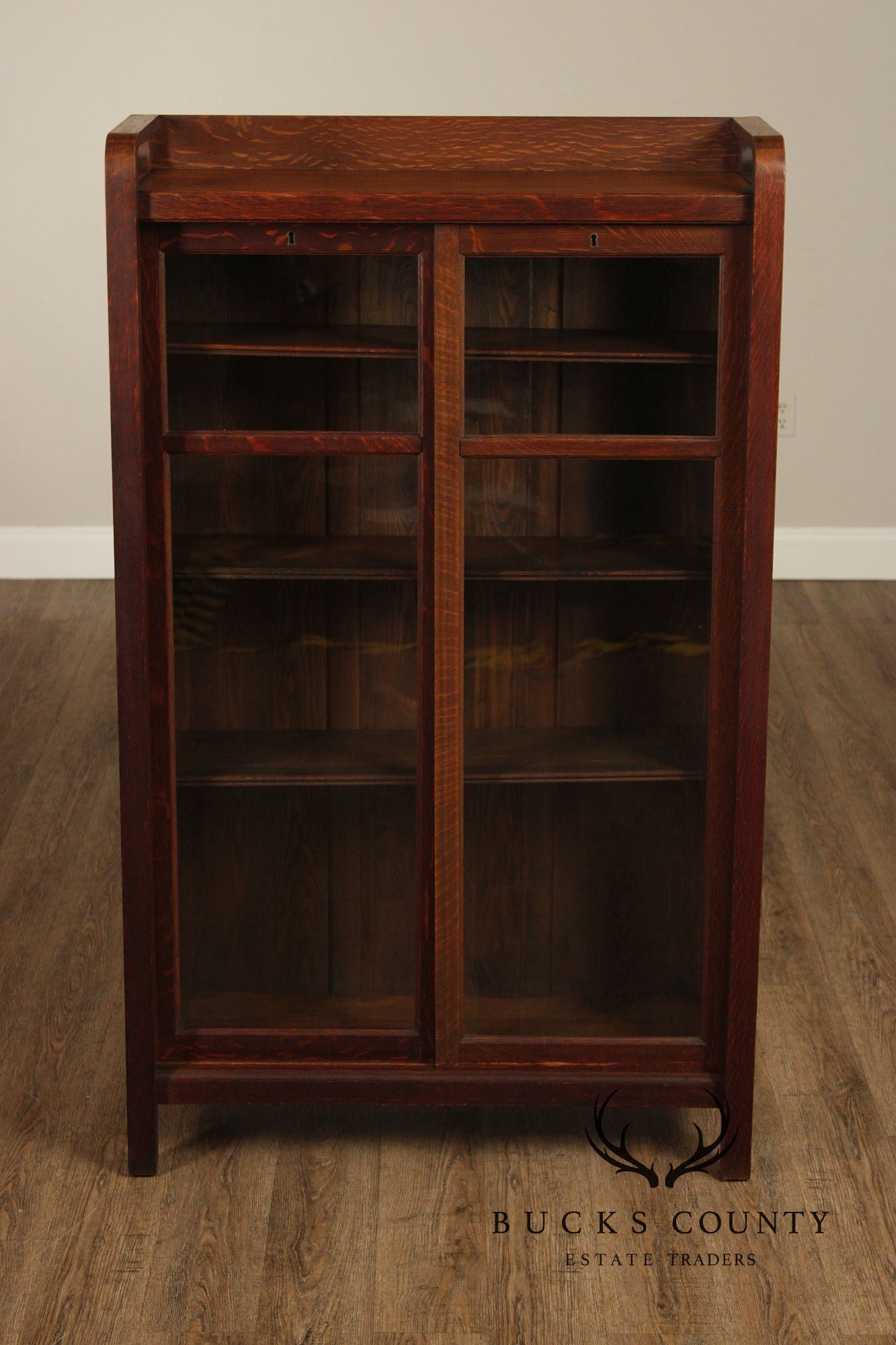 Brooks Antique Mission Oak Sliding Door Bookcase