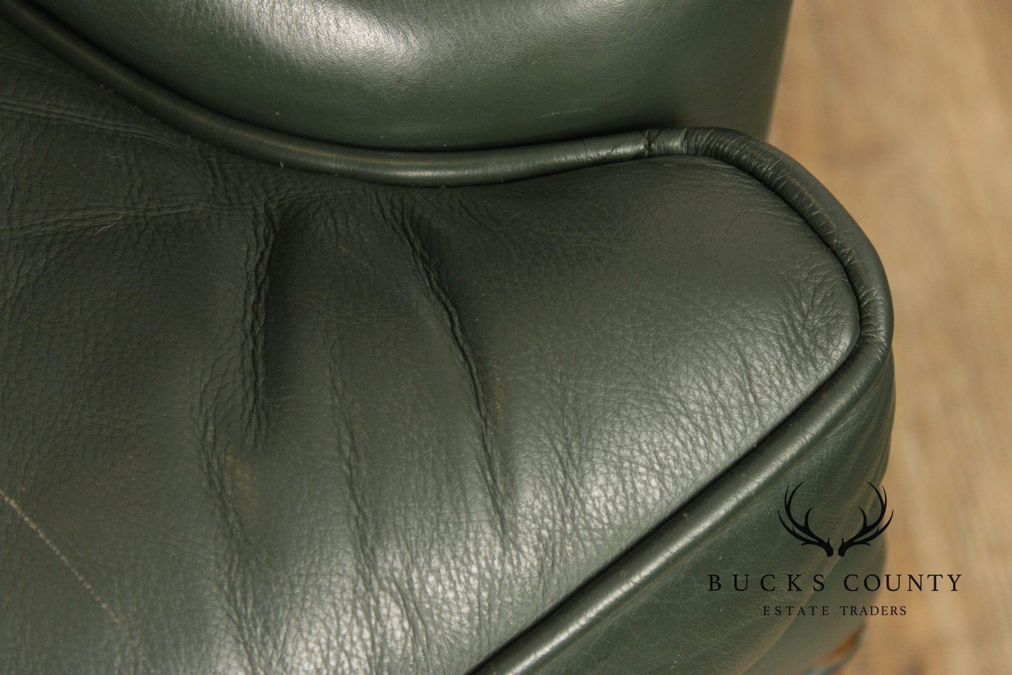 Whittemore Sherrill Chippendale Style Pair Of Green Leather Wing Chairs
