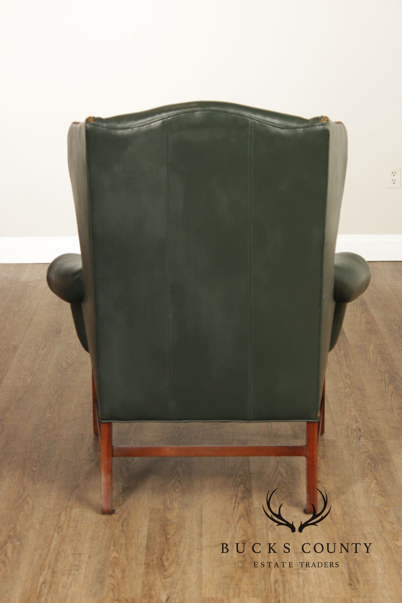 Whittemore Sherrill Chippendale Style Pair Of Green Leather Wing Chairs