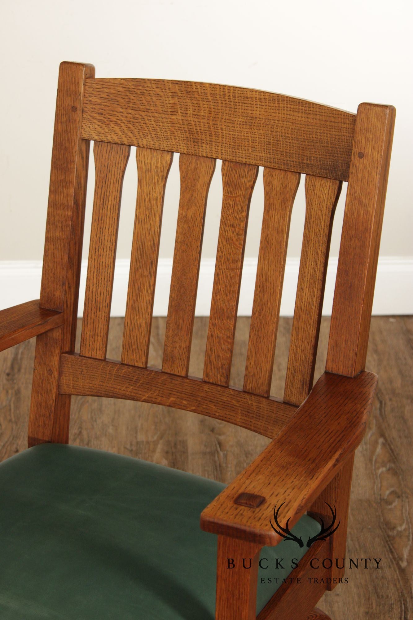 Stickley Mission Collection Oak and Leather Swivel Tilt Desk Chair
