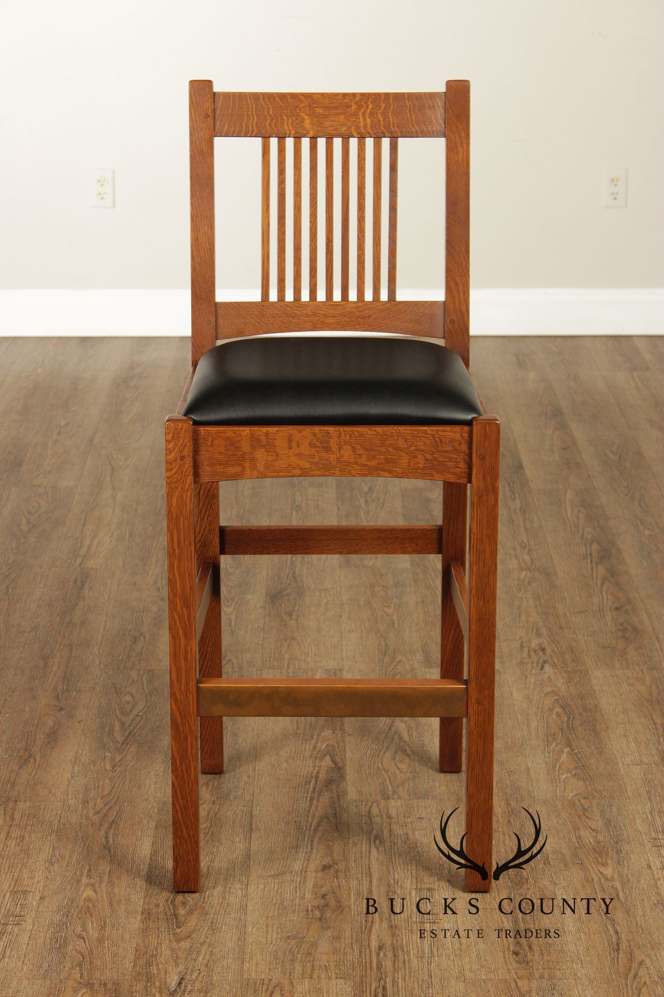 Stickley Mission Collection Oak Set Of Three Bar Stools