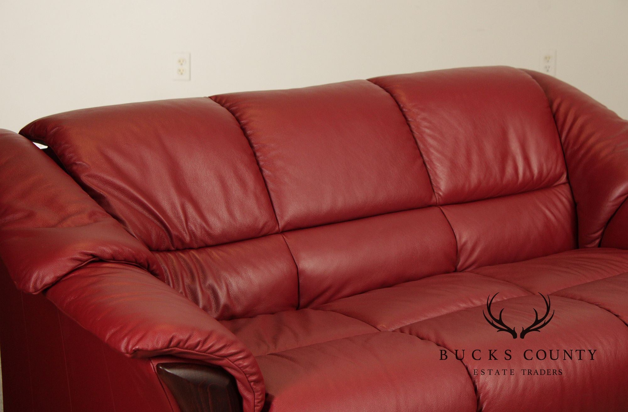 Ekornes Stressless Red Leather Loveseat Sofa