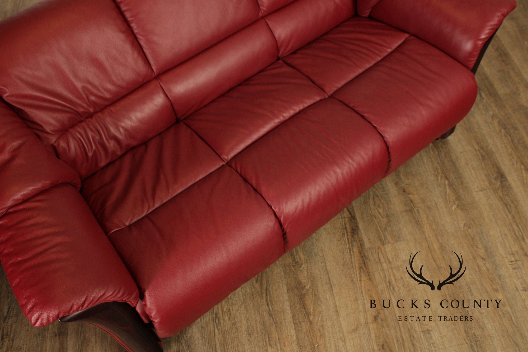 Ekornes Stressless Red Leather Loveseat Sofa