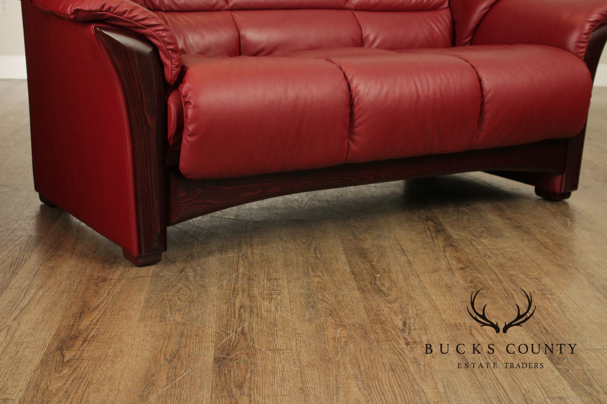 Ekornes Stressless Red Leather Loveseat Sofa