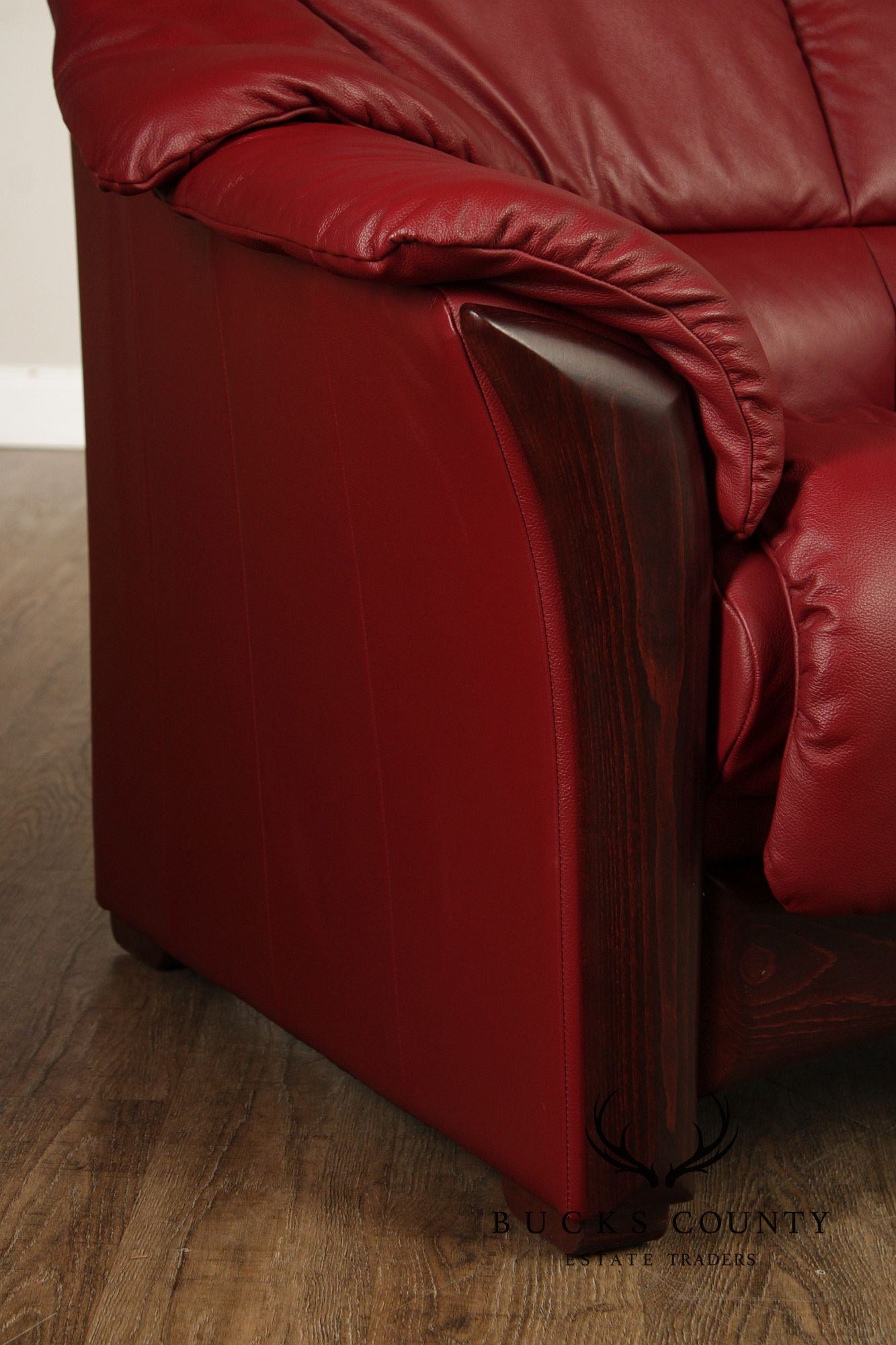 Ekornes Stressless Red Leather Loveseat Sofa