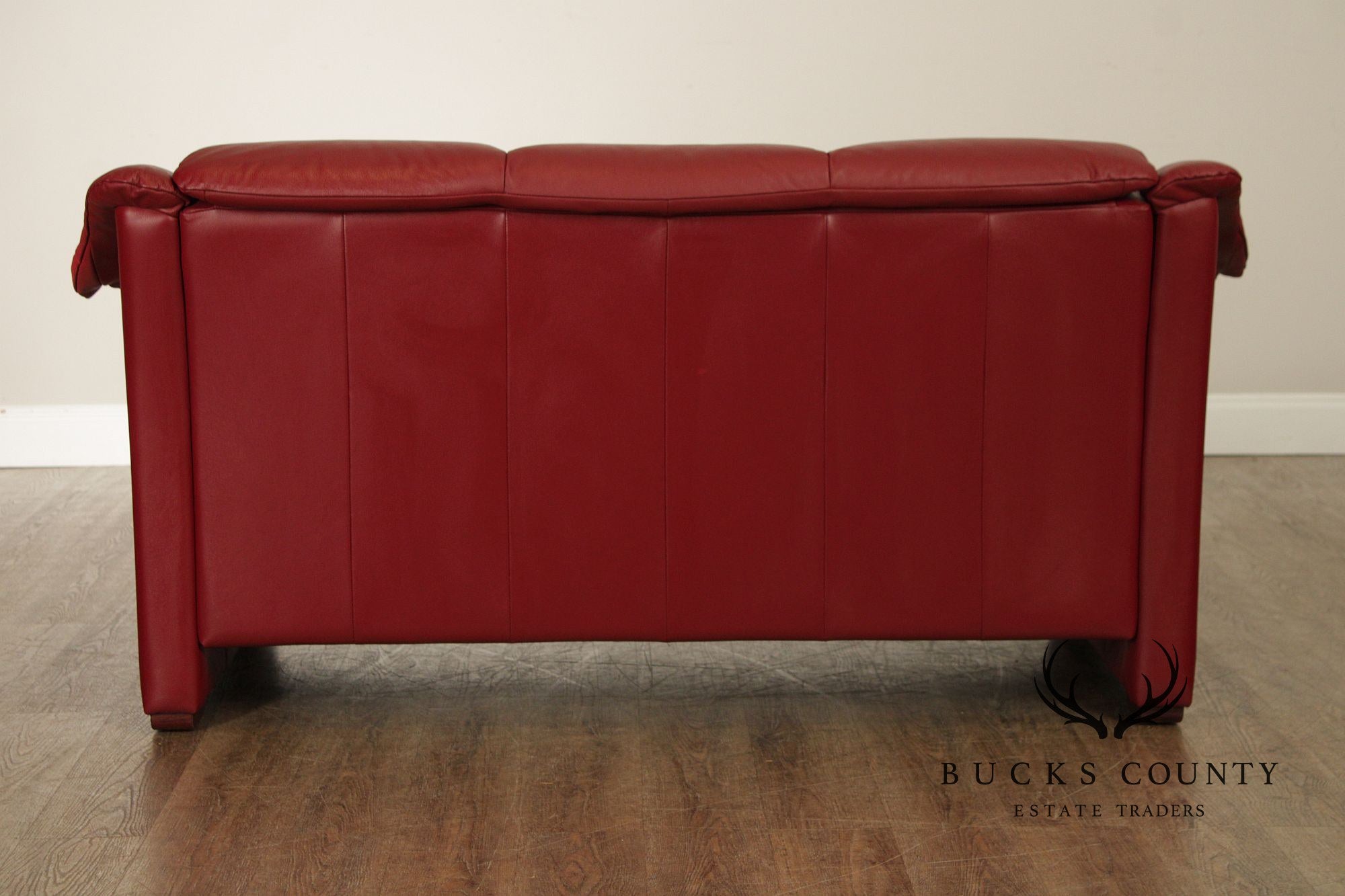 Ekornes Stressless Red Leather Loveseat Sofa