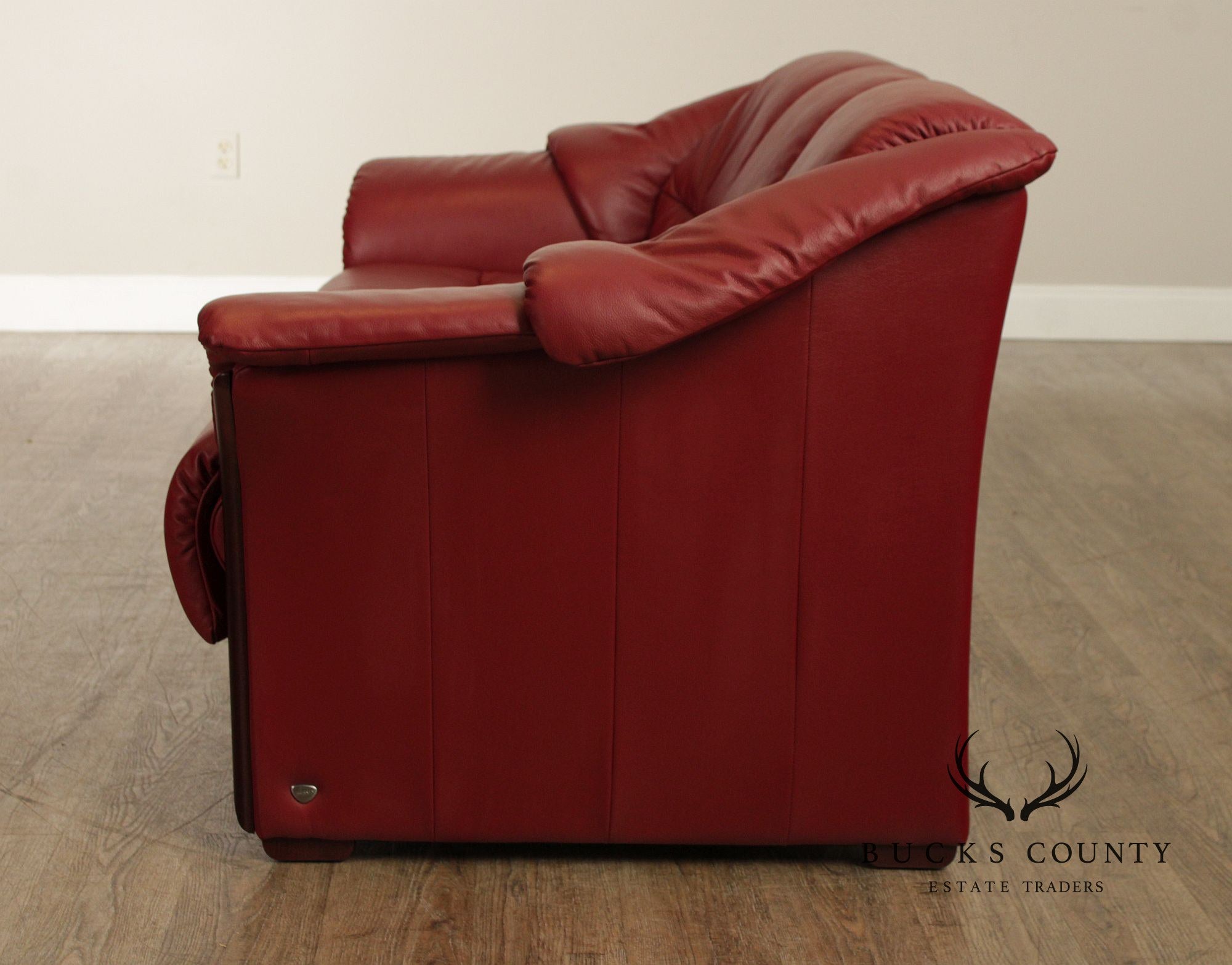 Ekornes Stressless Red Leather Loveseat Sofa