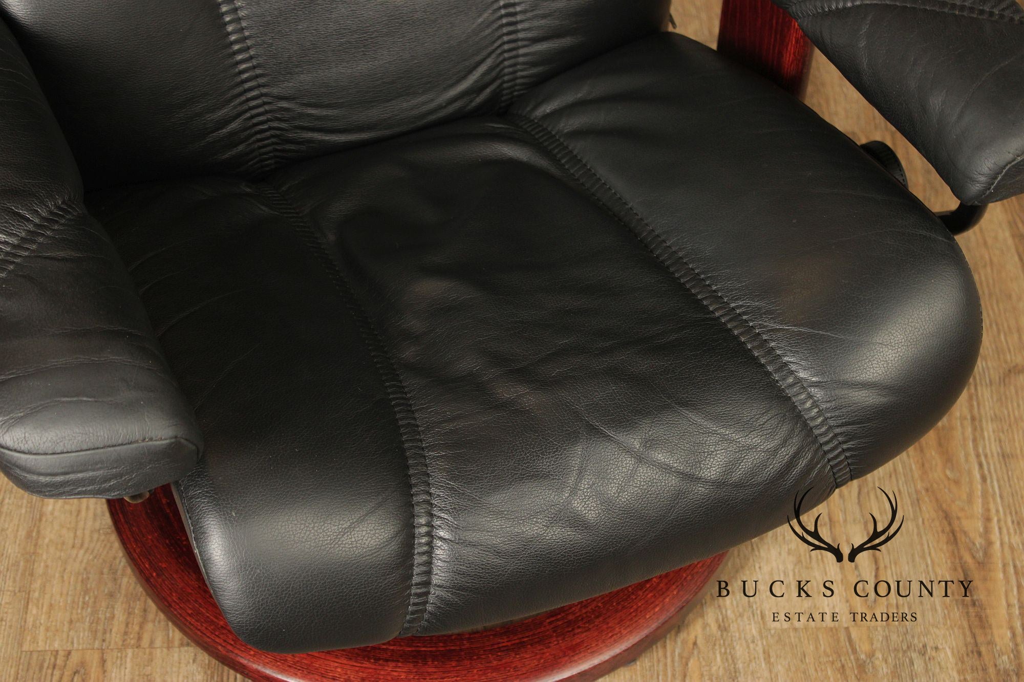 Ekornes Stressless Black Leather Recliner Lounge Chair With Ottoman