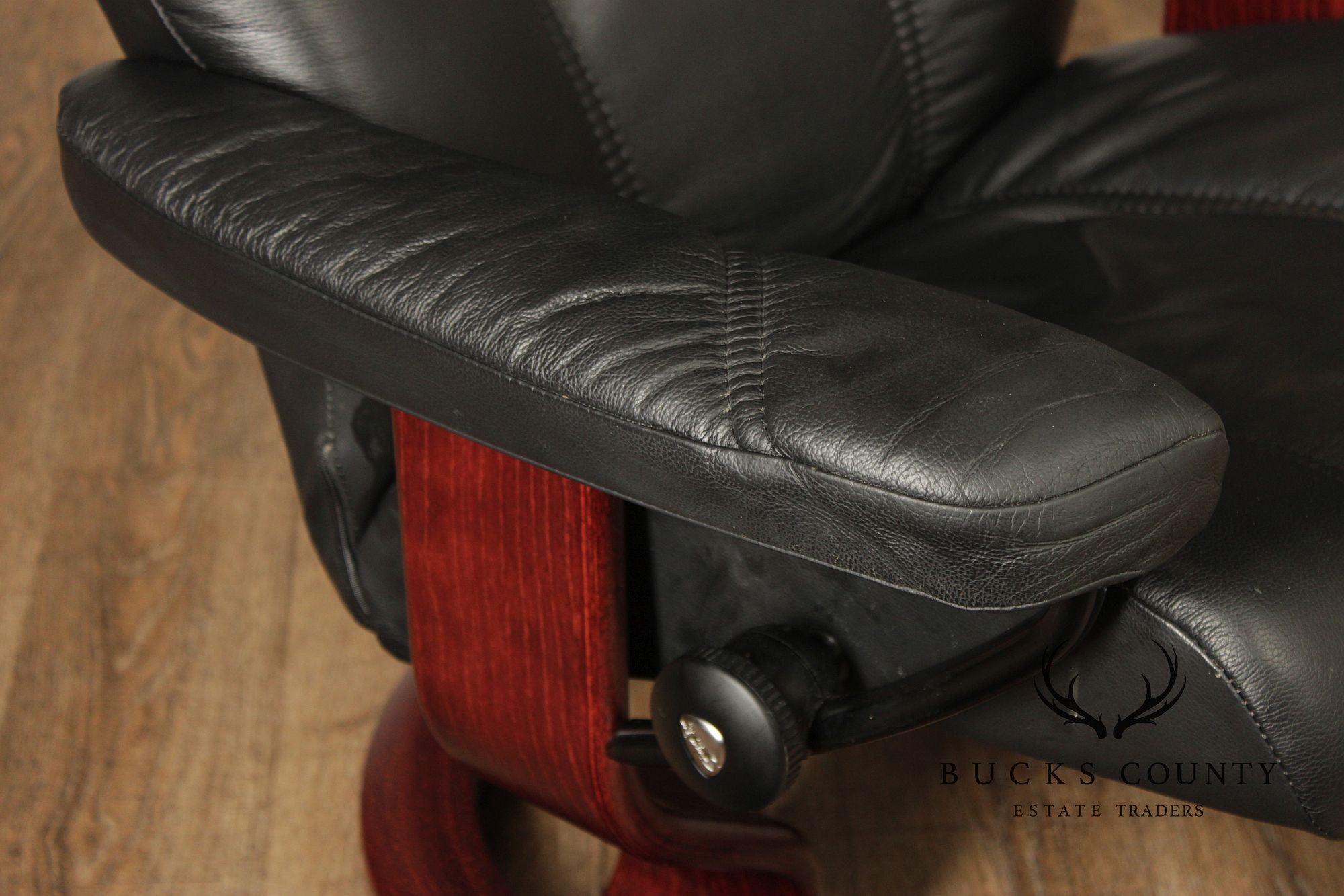 Ekornes Stressless Black Leather Recliner Lounge Chair With Ottoman