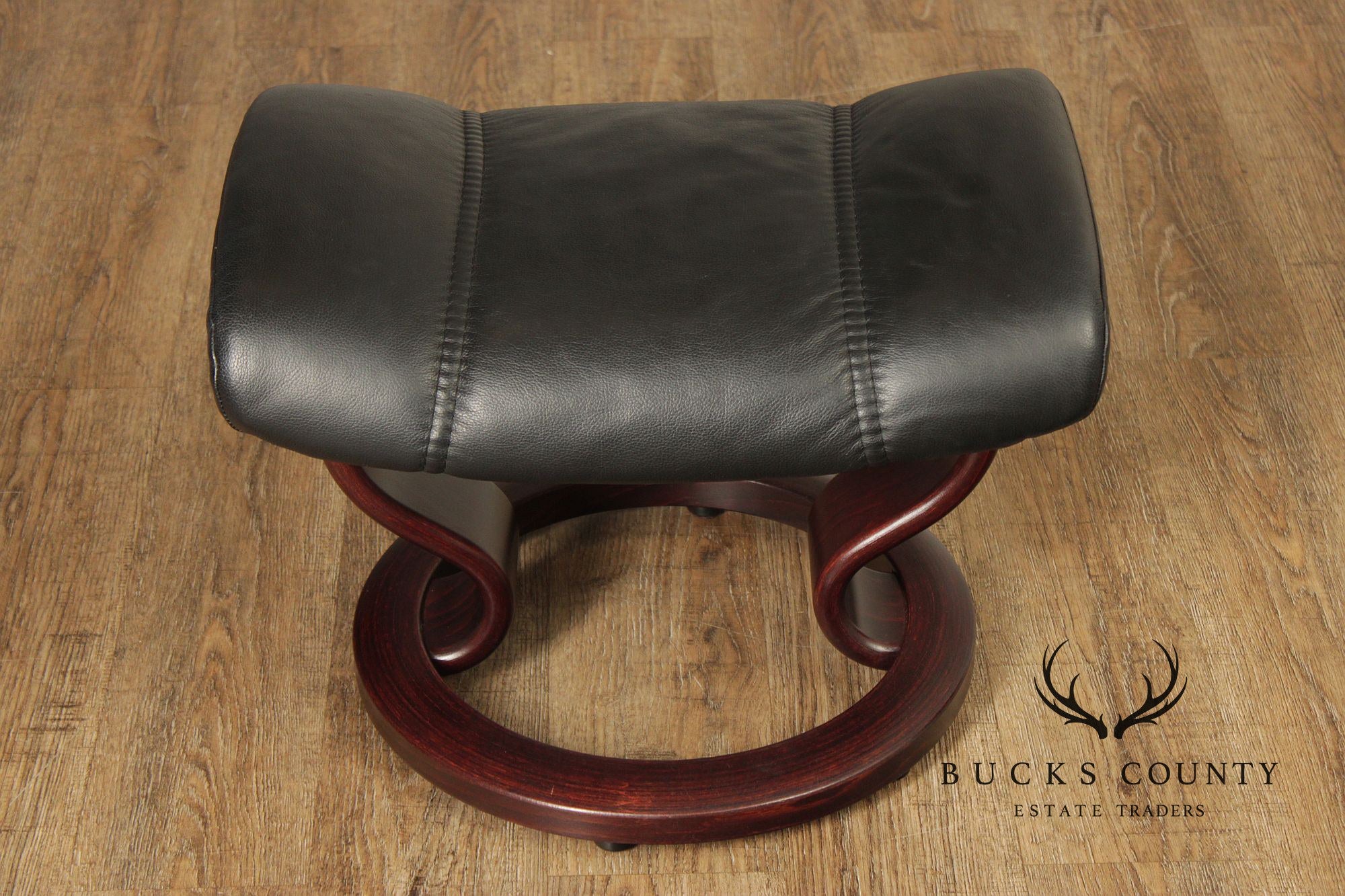 Ekornes Stressless Black Leather Recliner Lounge Chair With Ottoman