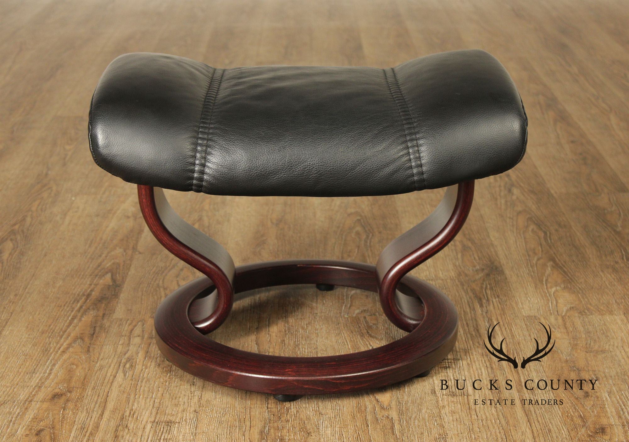 Ekornes Stressless Black Leather Recliner Lounge Chair With Ottoman