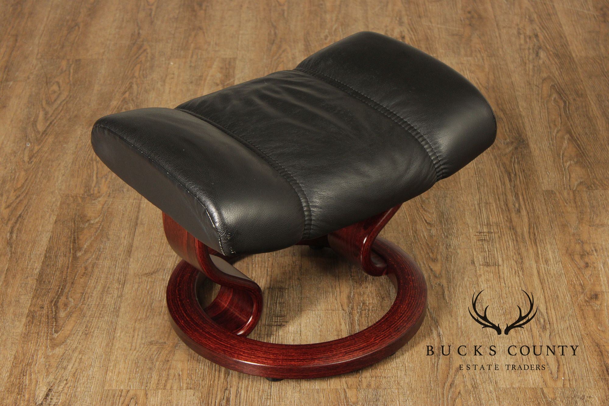 Ekornes Stressless Black Leather Recliner With Ottoman