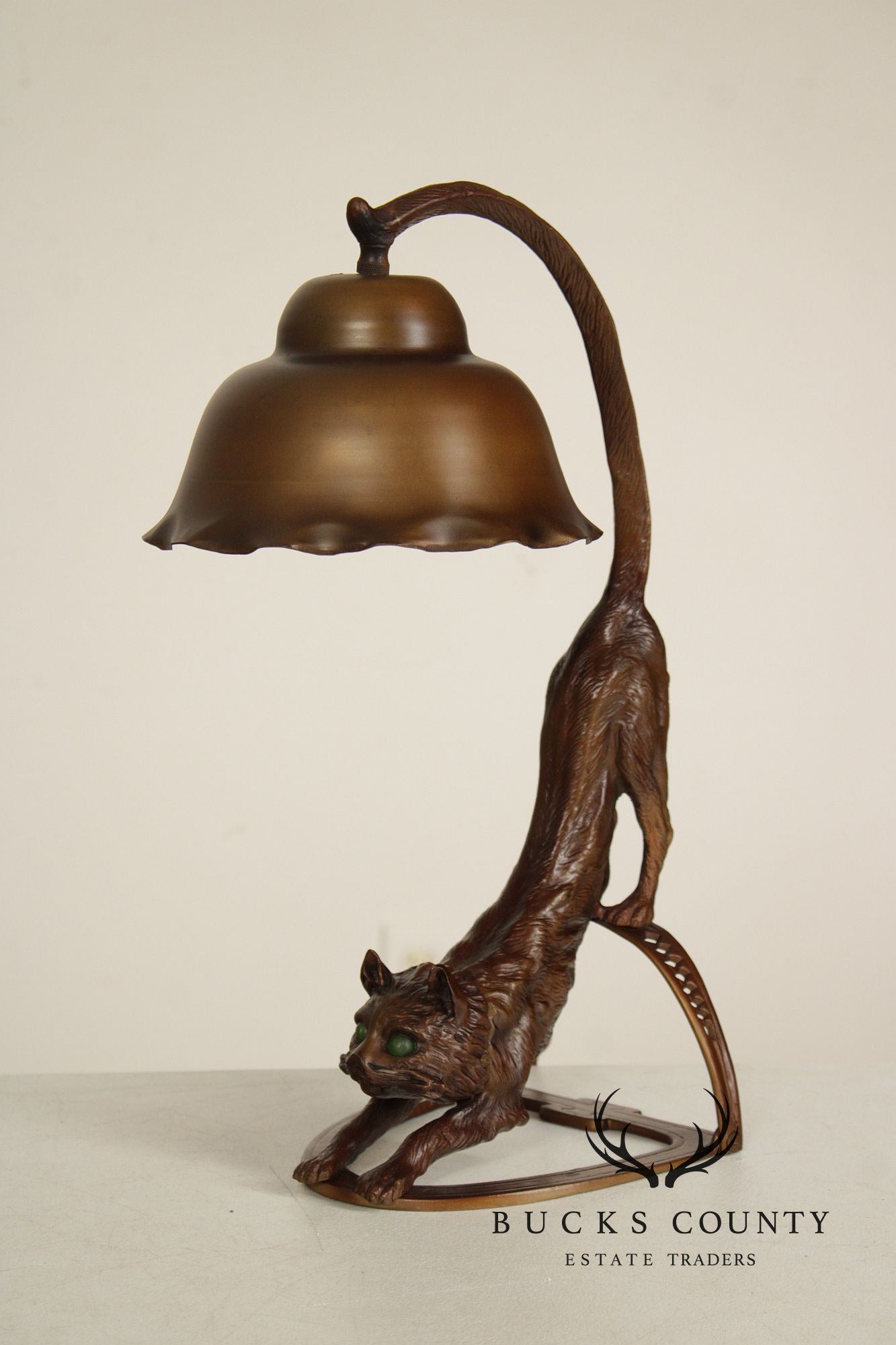 Art Deco Style Pair of Bronze Cat Desk Lamps
