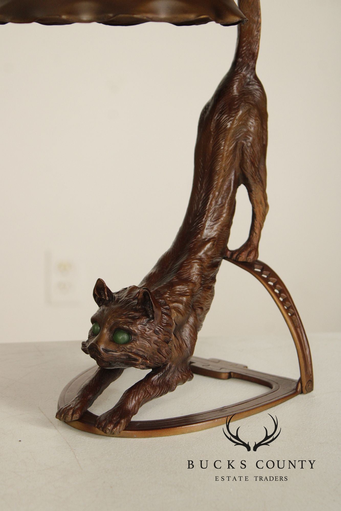 Art Deco Style Pair of Bronze Cat Desk Lamps