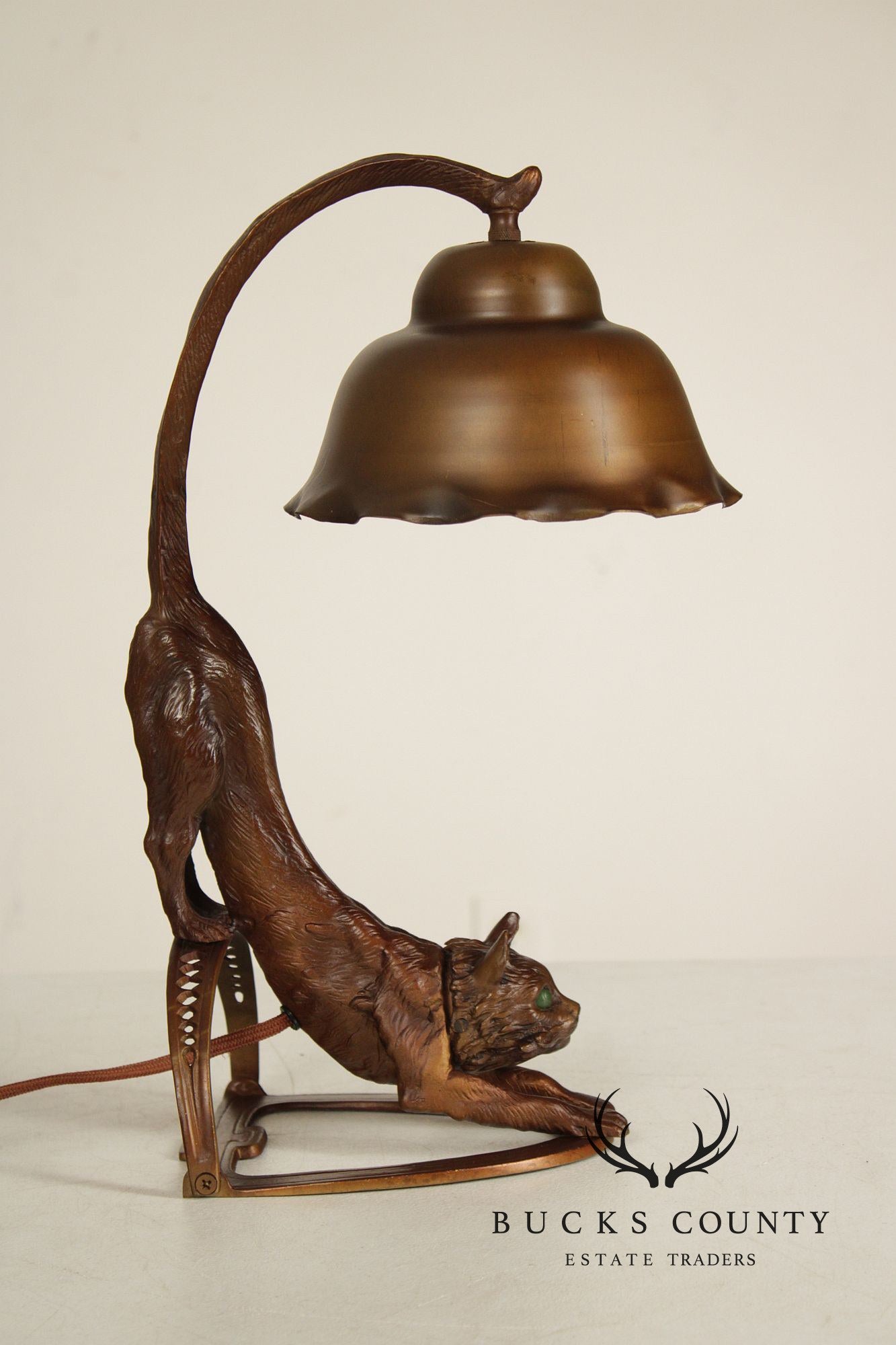 Art Deco Style Pair of Bronze Cat Desk Lamps