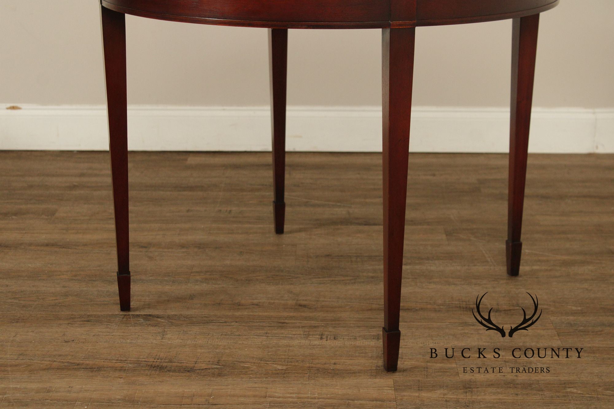 Baker Neoclassical Style Mahogany Inlaid Sunburst Round Center Table