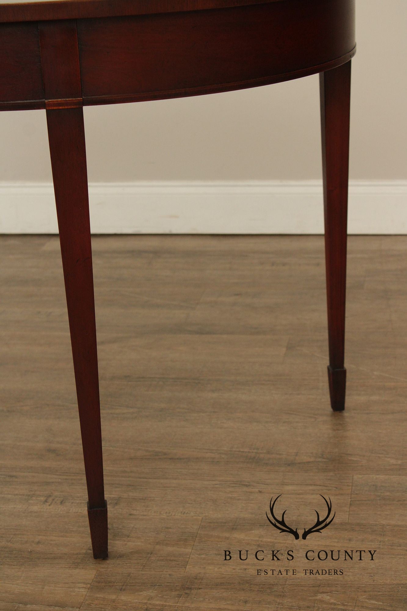 Baker Neoclassical Style Mahogany Inlaid Sunburst Round Center Table