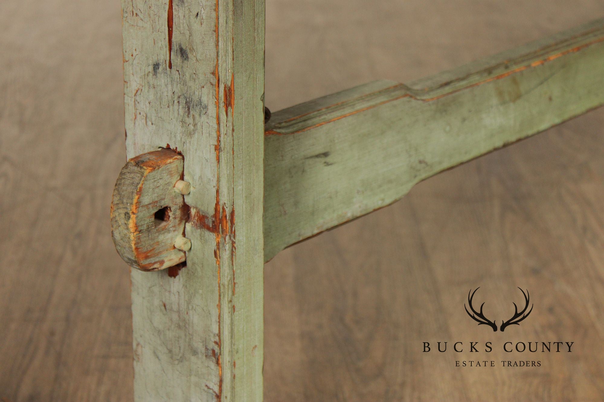 Rustic Farmhouse Style Painted Trestle Base Cherry Dining Table