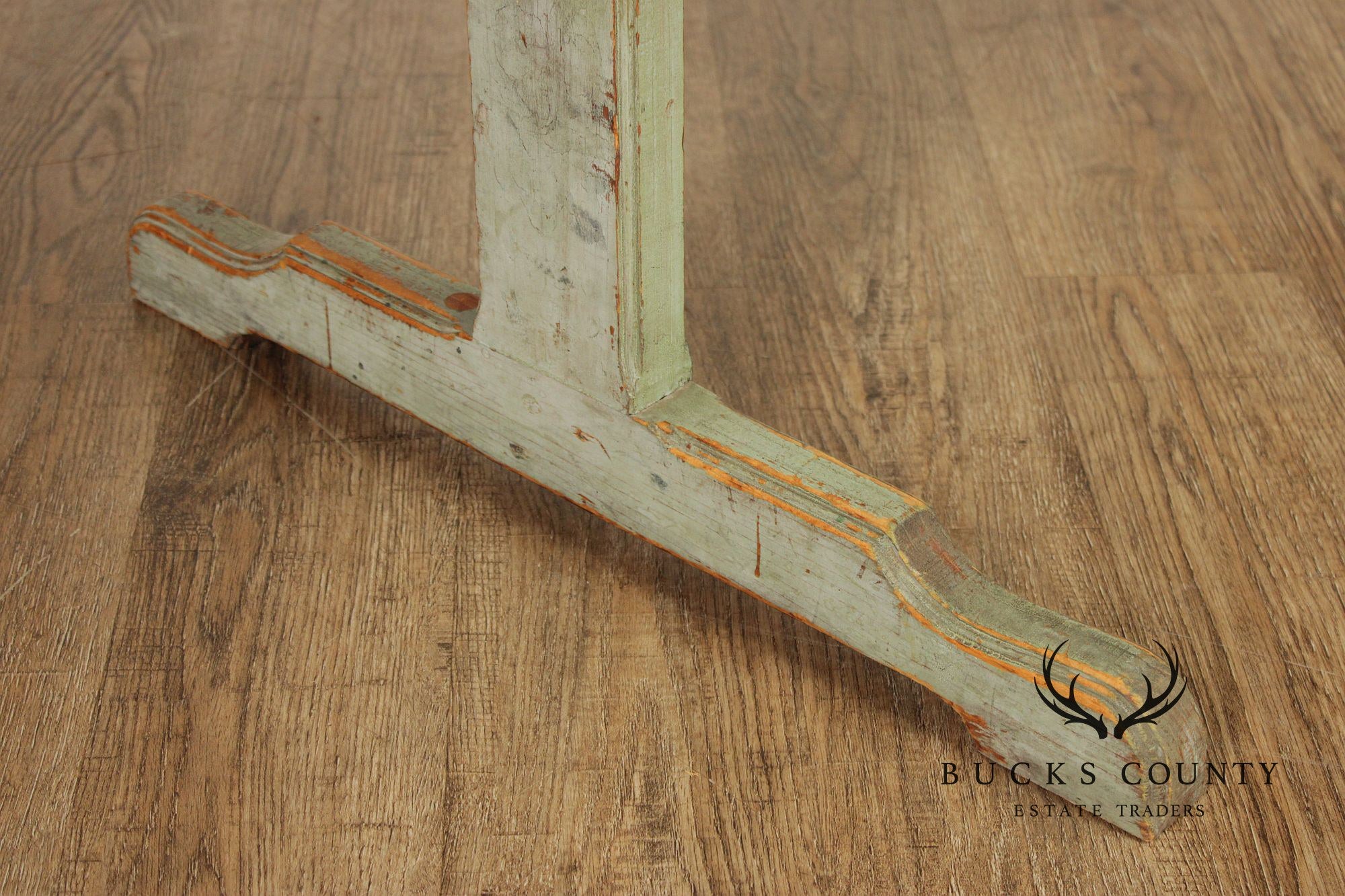 Rustic Farmhouse Style Painted Trestle Base Cherry Dining Table