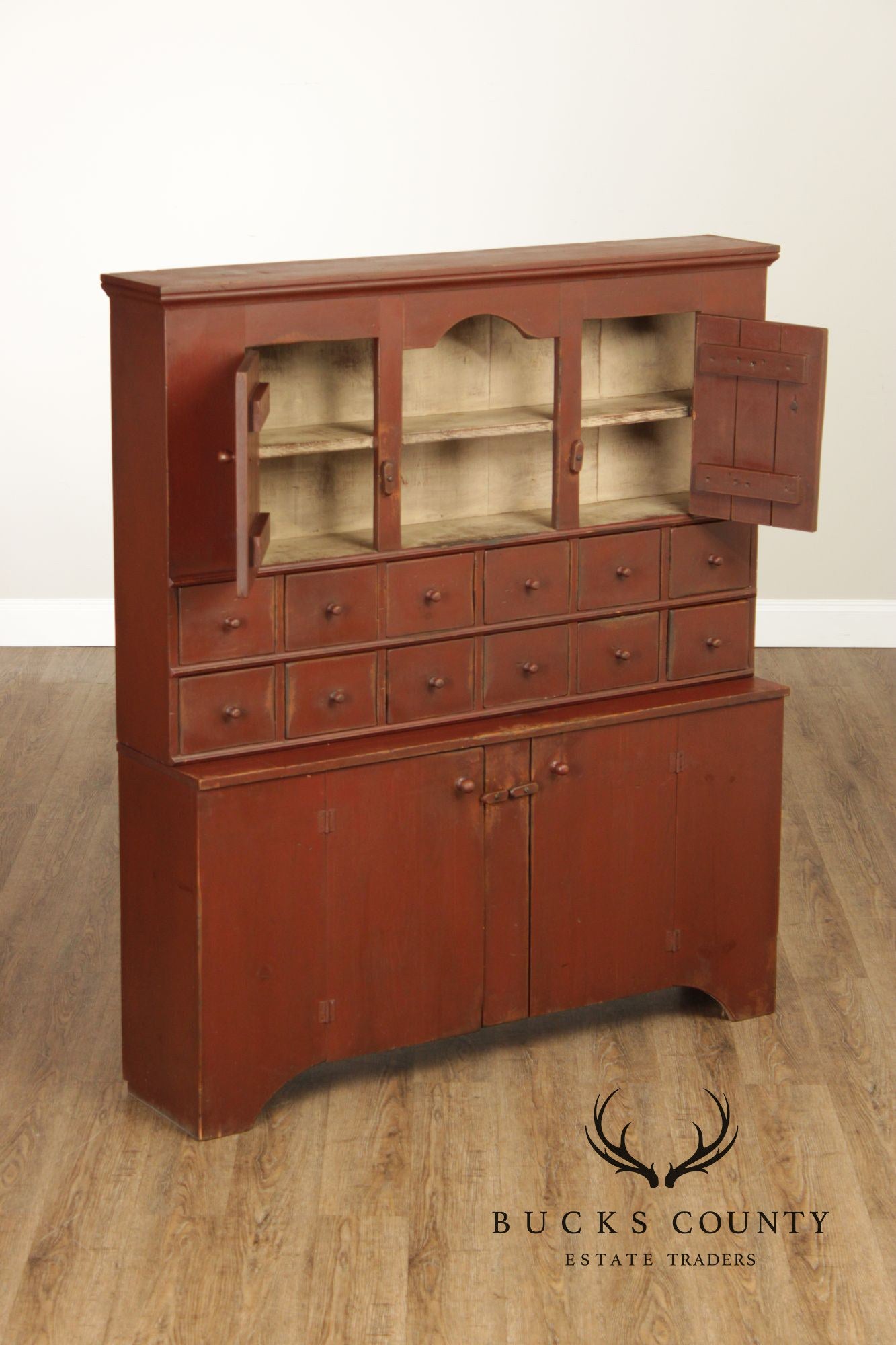 Custom Quality Primitive Painted Farmhouse Cupboard