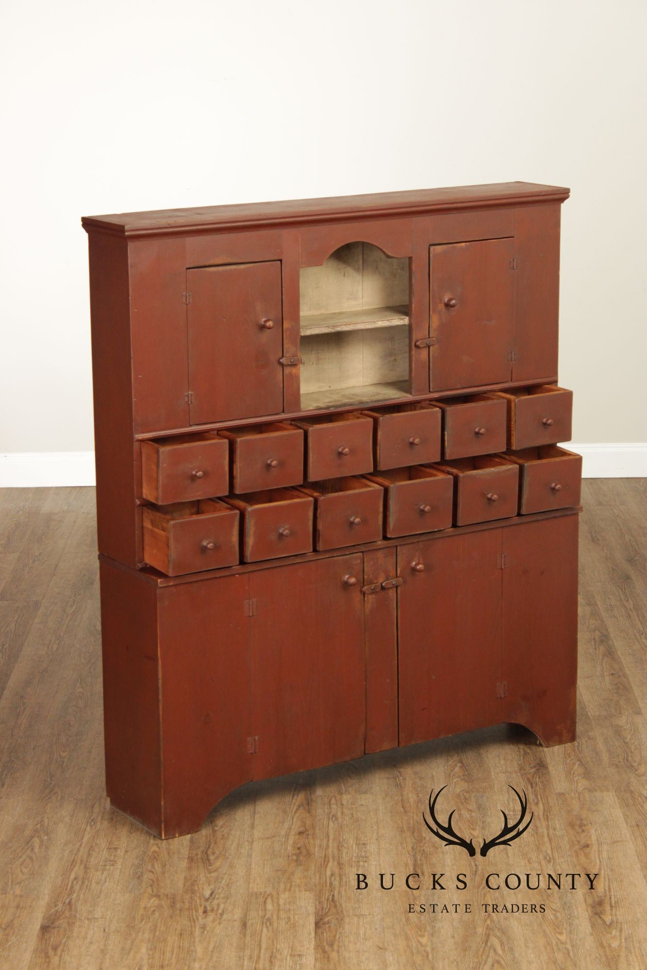 Custom Quality Primitive Painted Farmhouse Cupboard