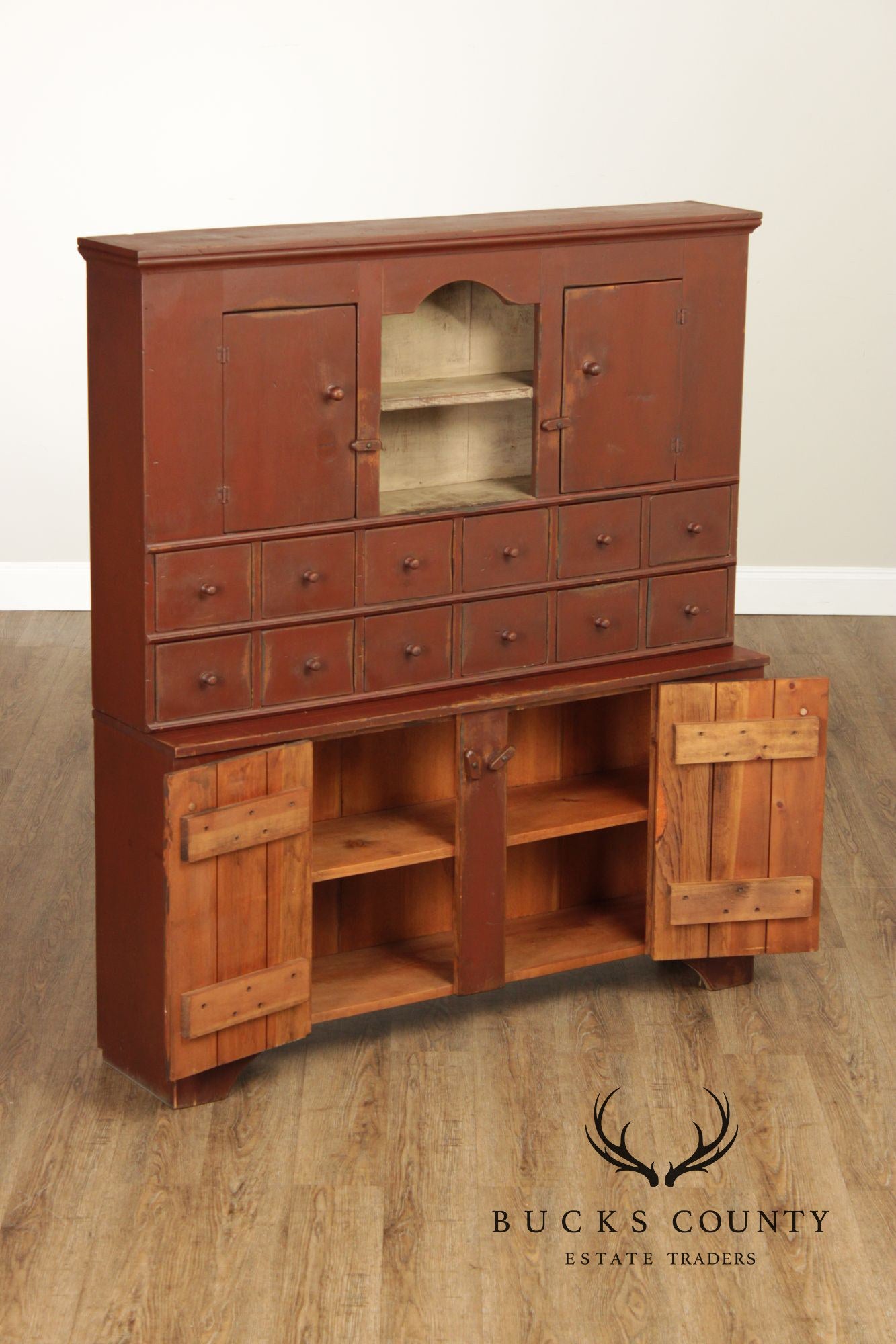 Custom Quality Primitive Painted Farmhouse Cupboard