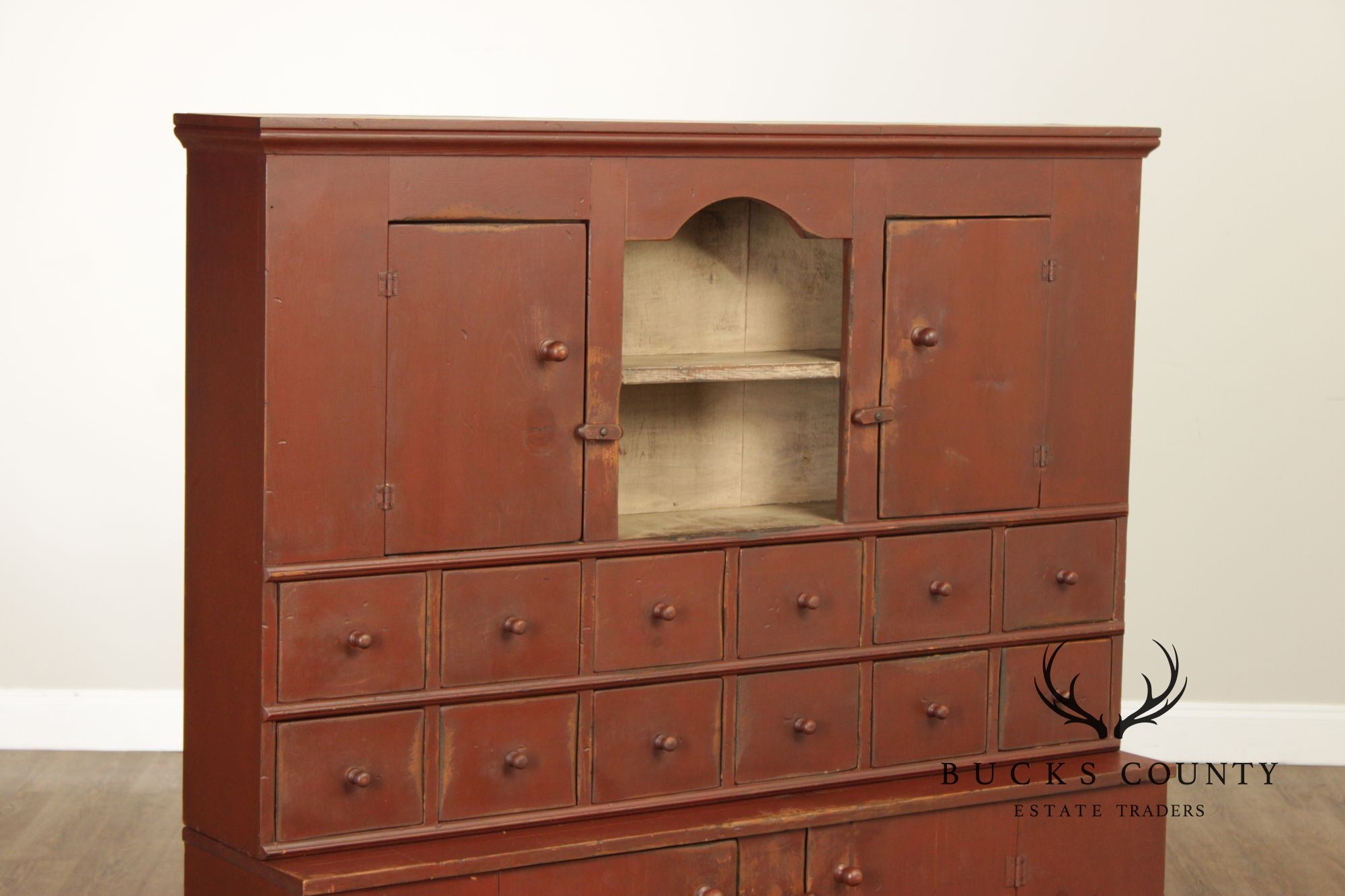 Custom Quality Primitive Painted Farmhouse Cupboard