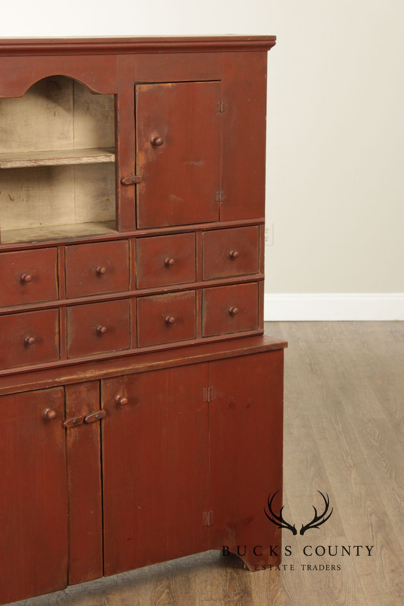 Custom Quality Primitive Painted Farmhouse Cupboard
