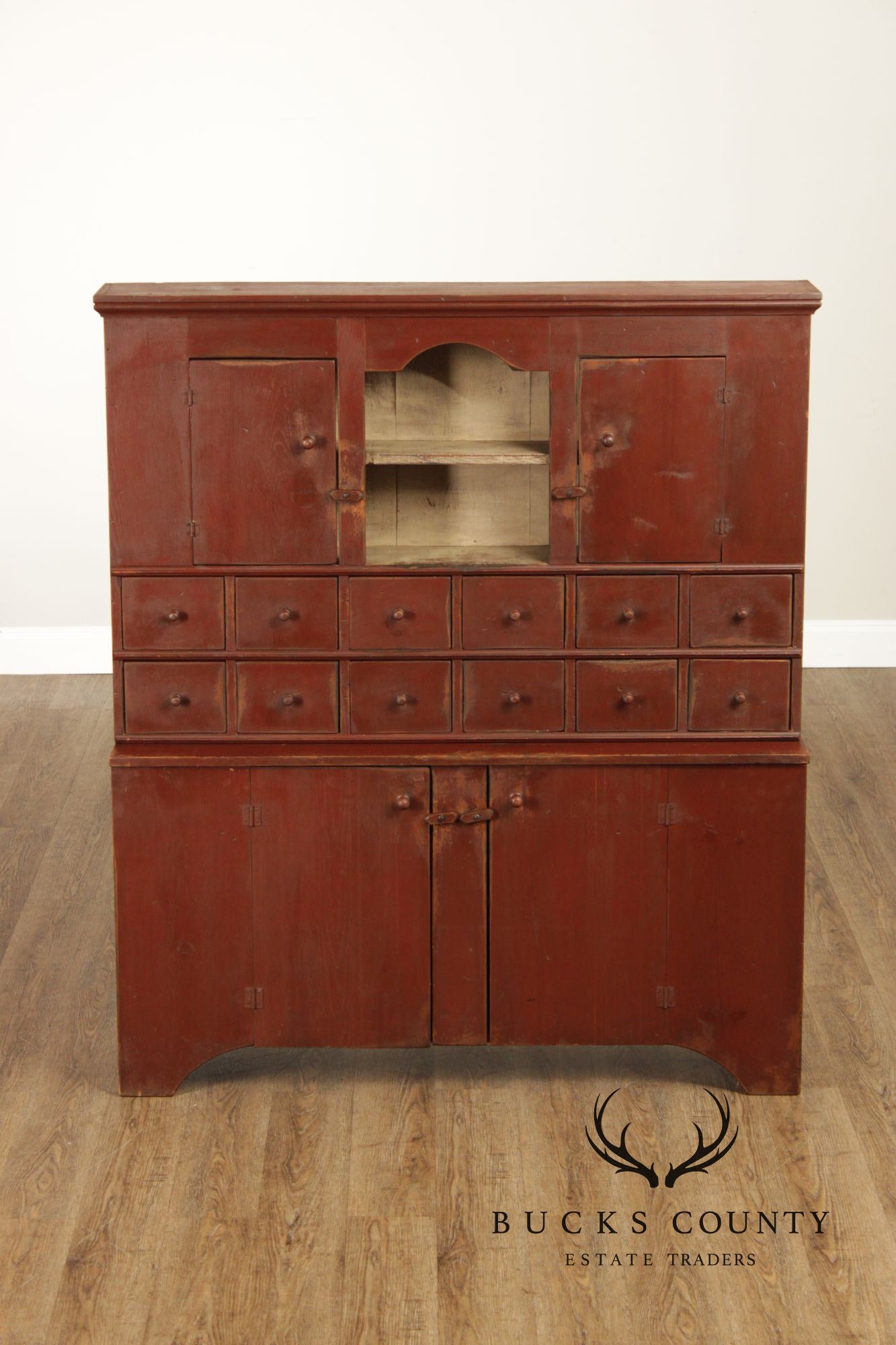 Custom Quality Primitive Painted Farmhouse Cupboard