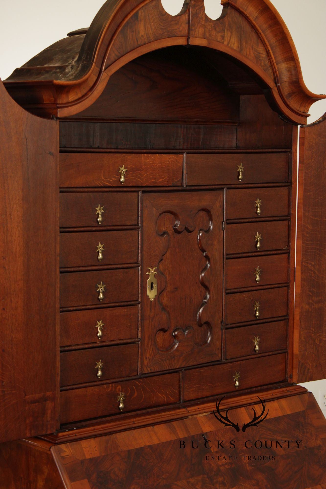 Antique Italian Baroque Burlwood Secretary Desk