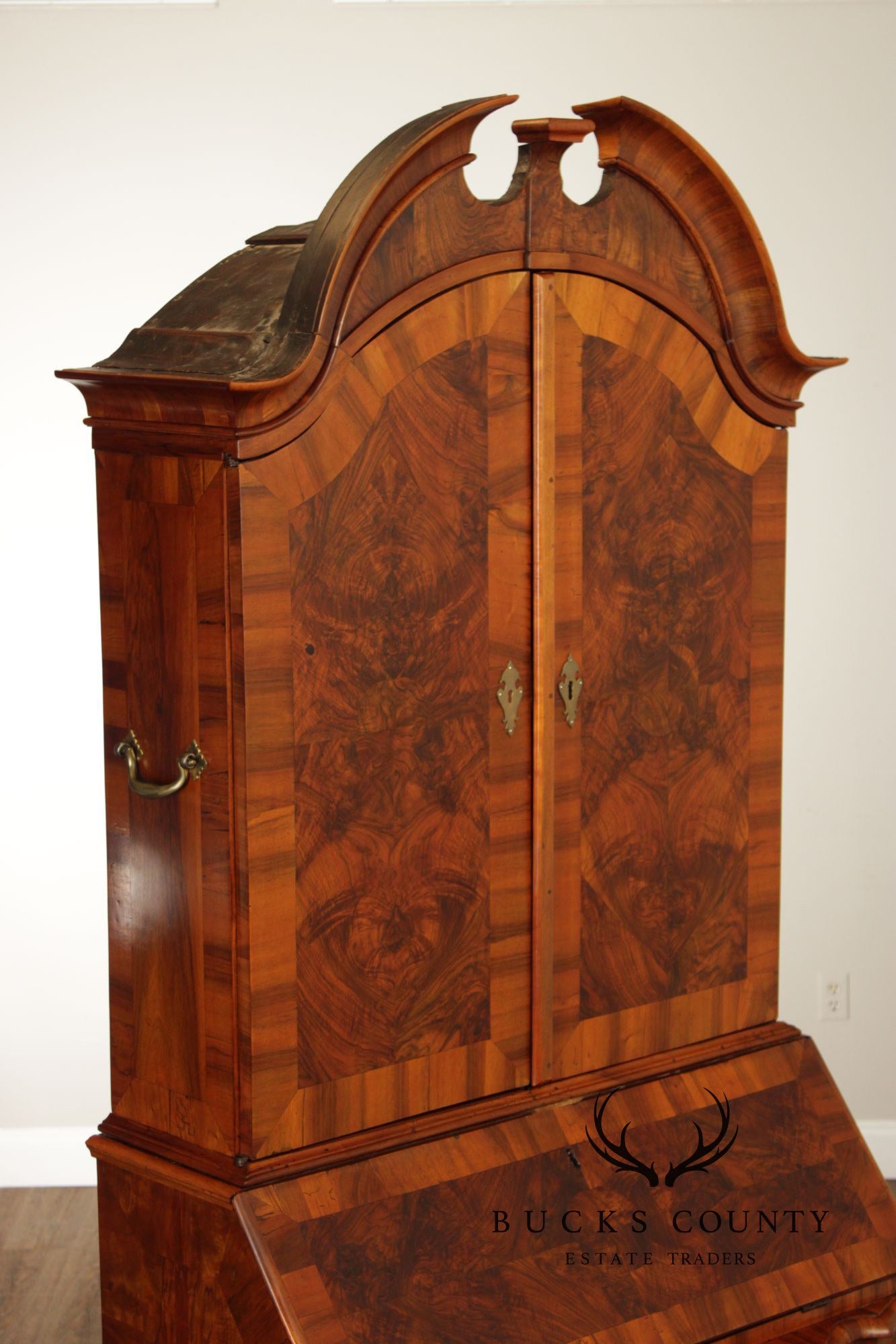 Antique Italian Baroque Burlwood Secretary Desk