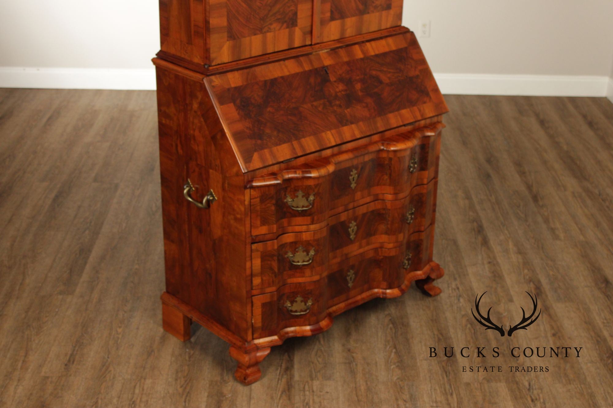Antique Italian Baroque Burlwood Secretary Desk