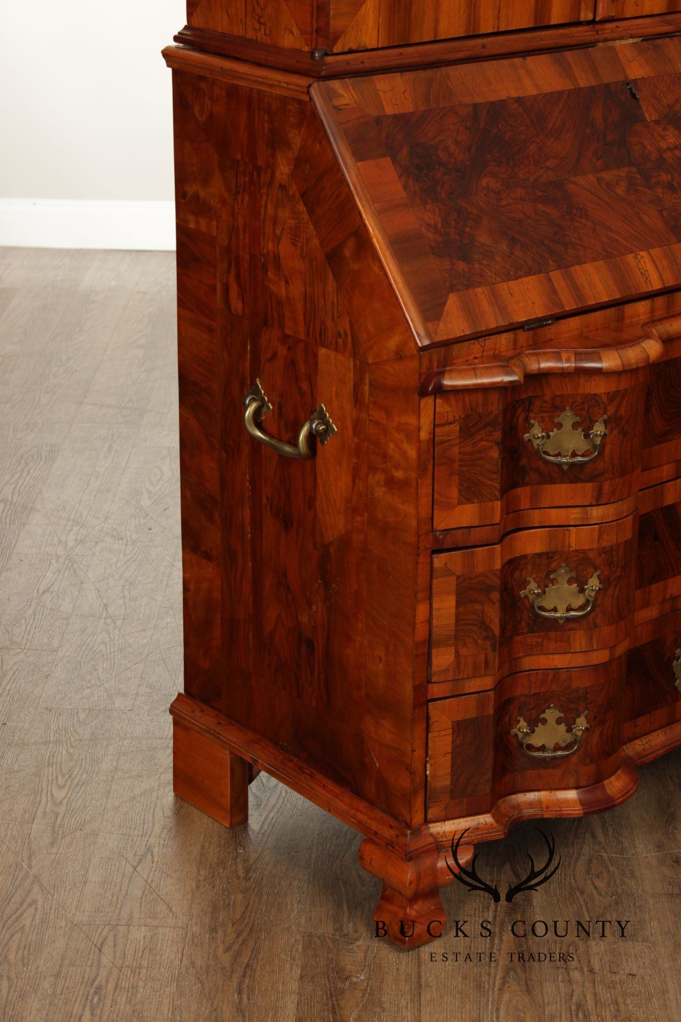 Antique Italian Baroque Burlwood Secretary Desk