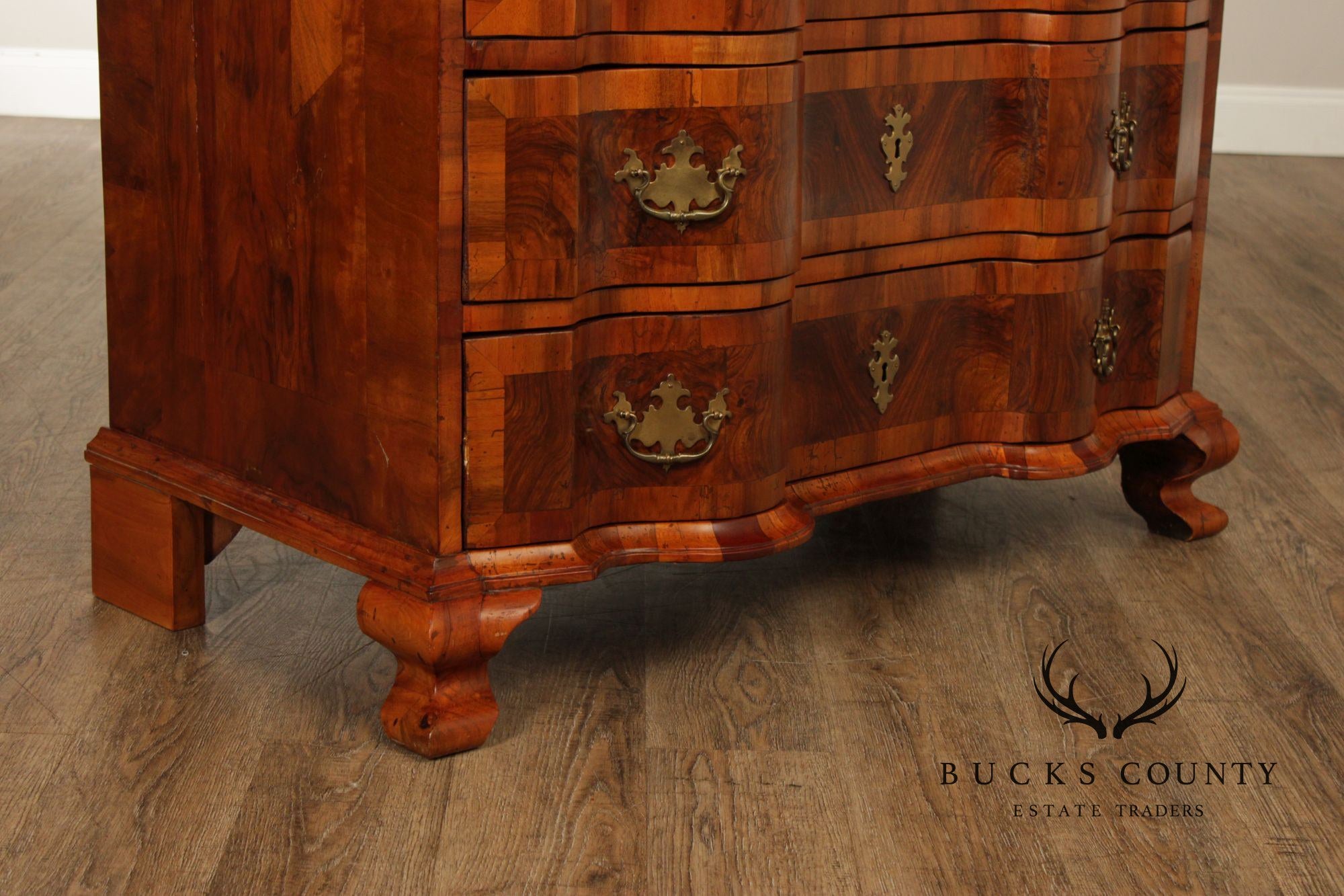 Antique Italian Baroque Burlwood Secretary Desk