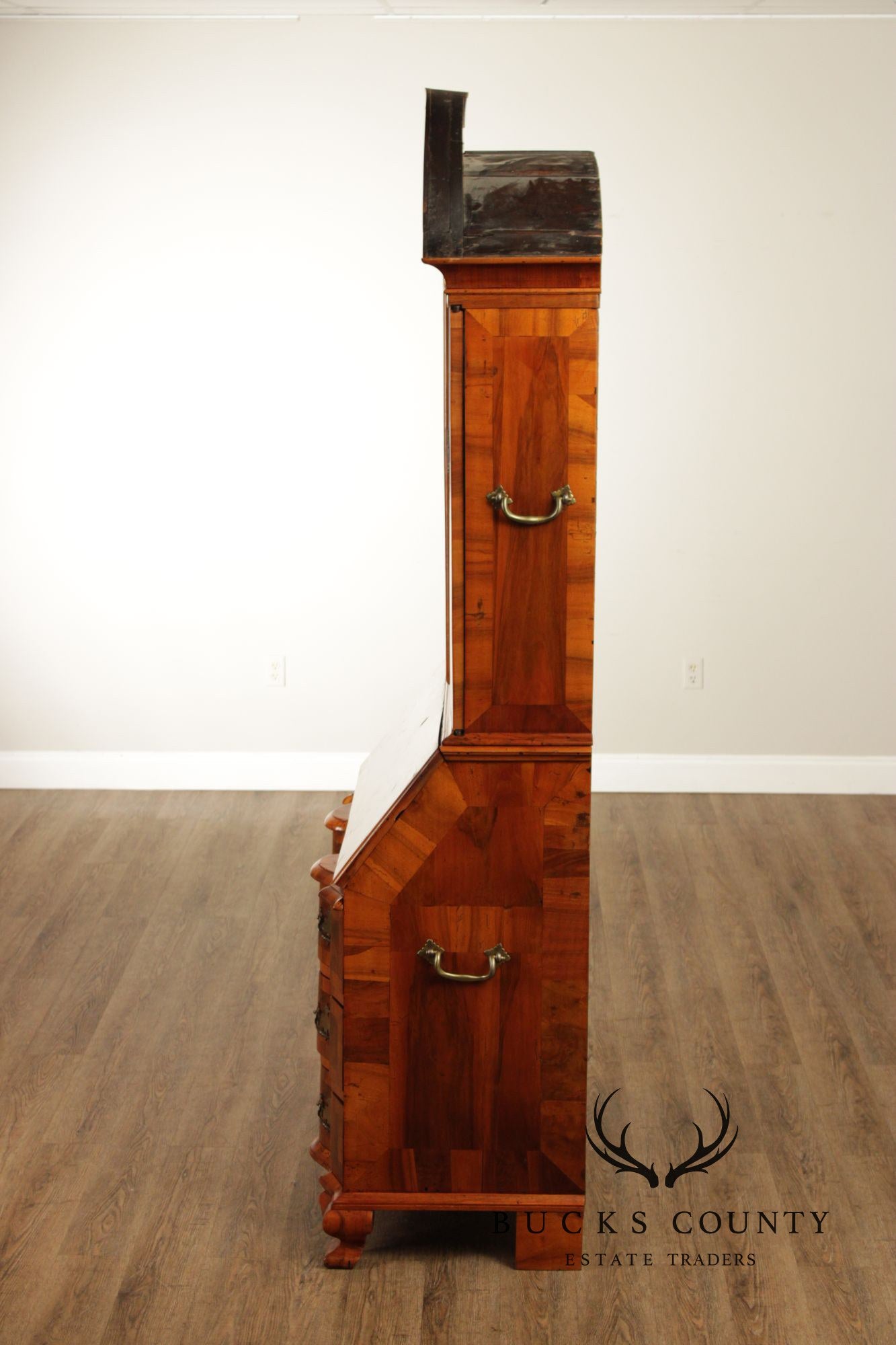 Antique Italian Baroque Burlwood Secretary Desk