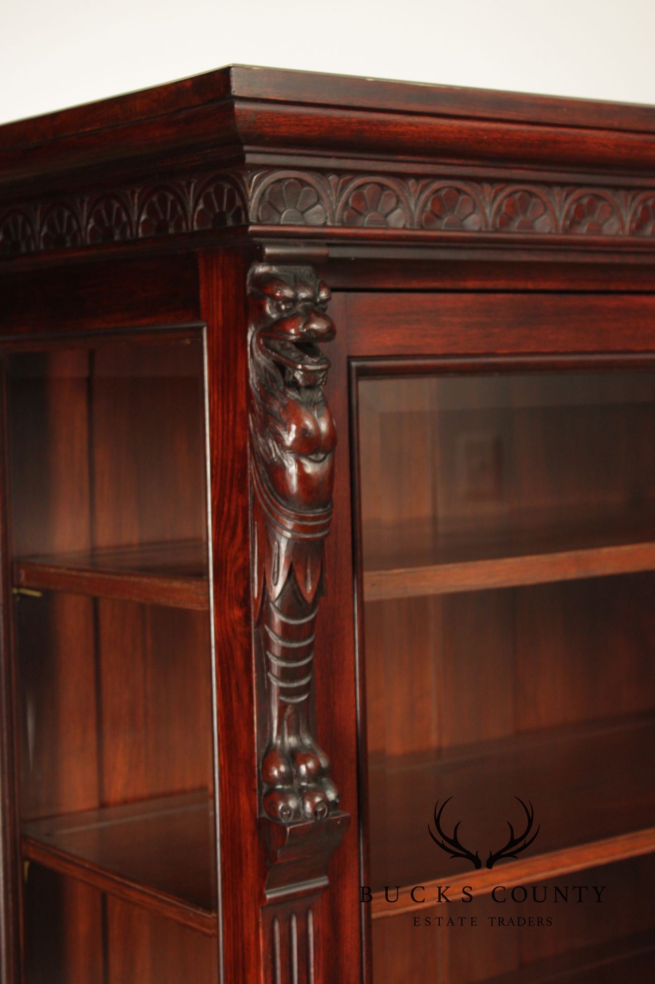 Antique American Renaissance Revival Walnut Display Cabinet Bookcase