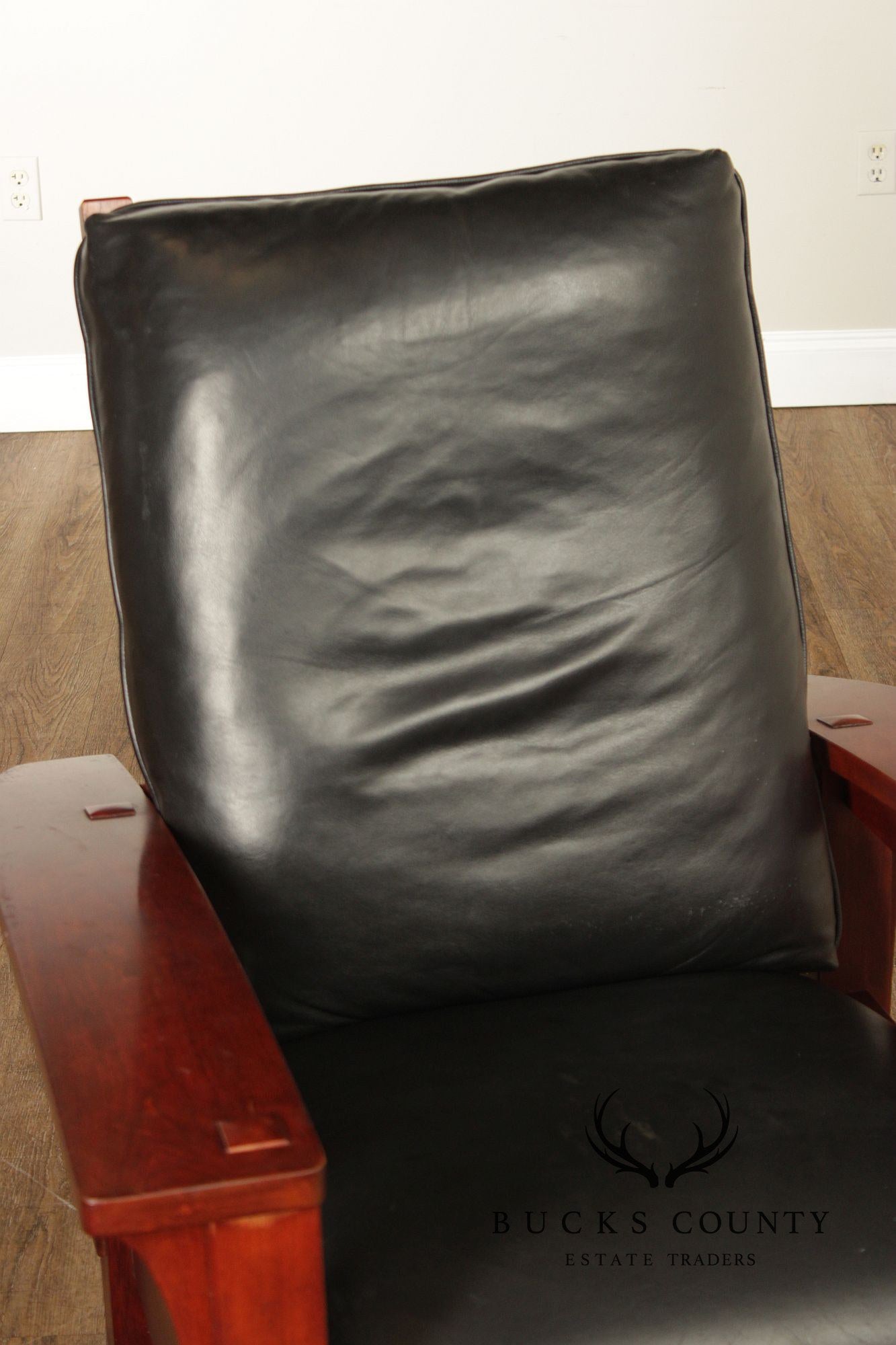 Stickley Mission Collection Cherry And Leather Bow Arm Morris Chair
