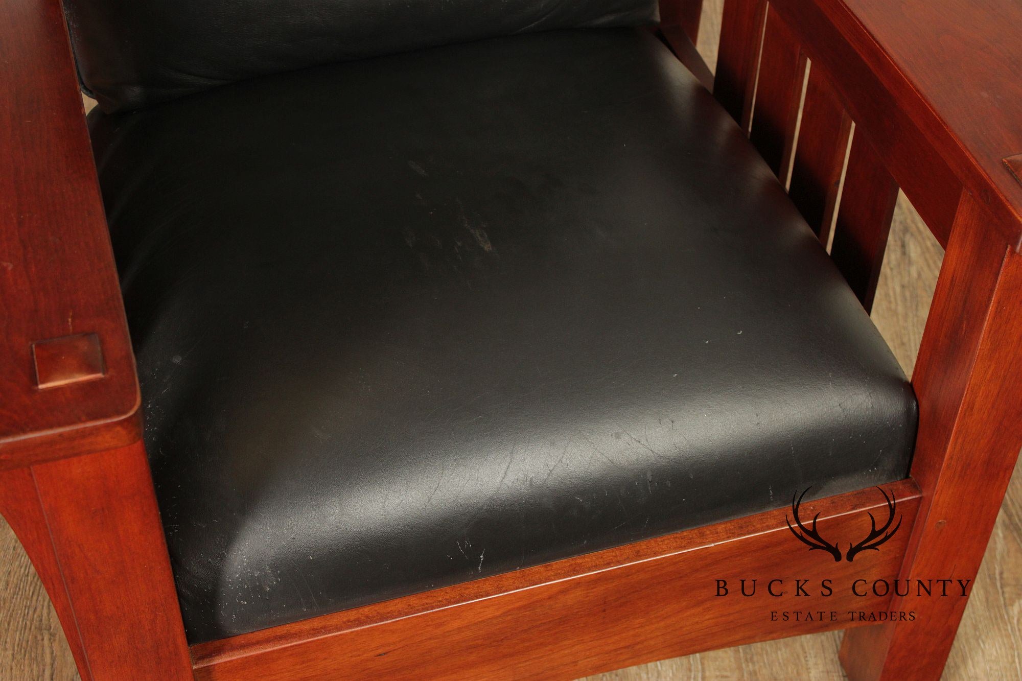 Stickley Mission Collection Cherry And Leather Bow Arm Morris Chair