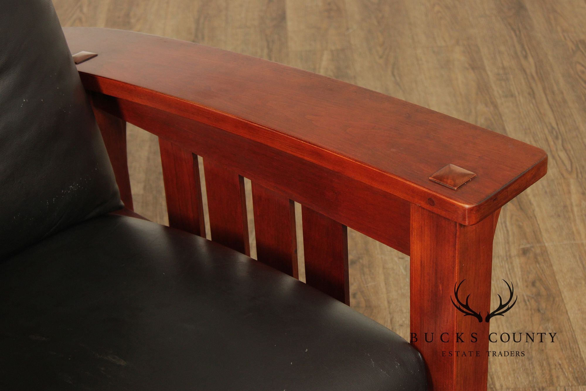 Stickley Mission Collection Cherry And Leather Bow Arm Morris Chair