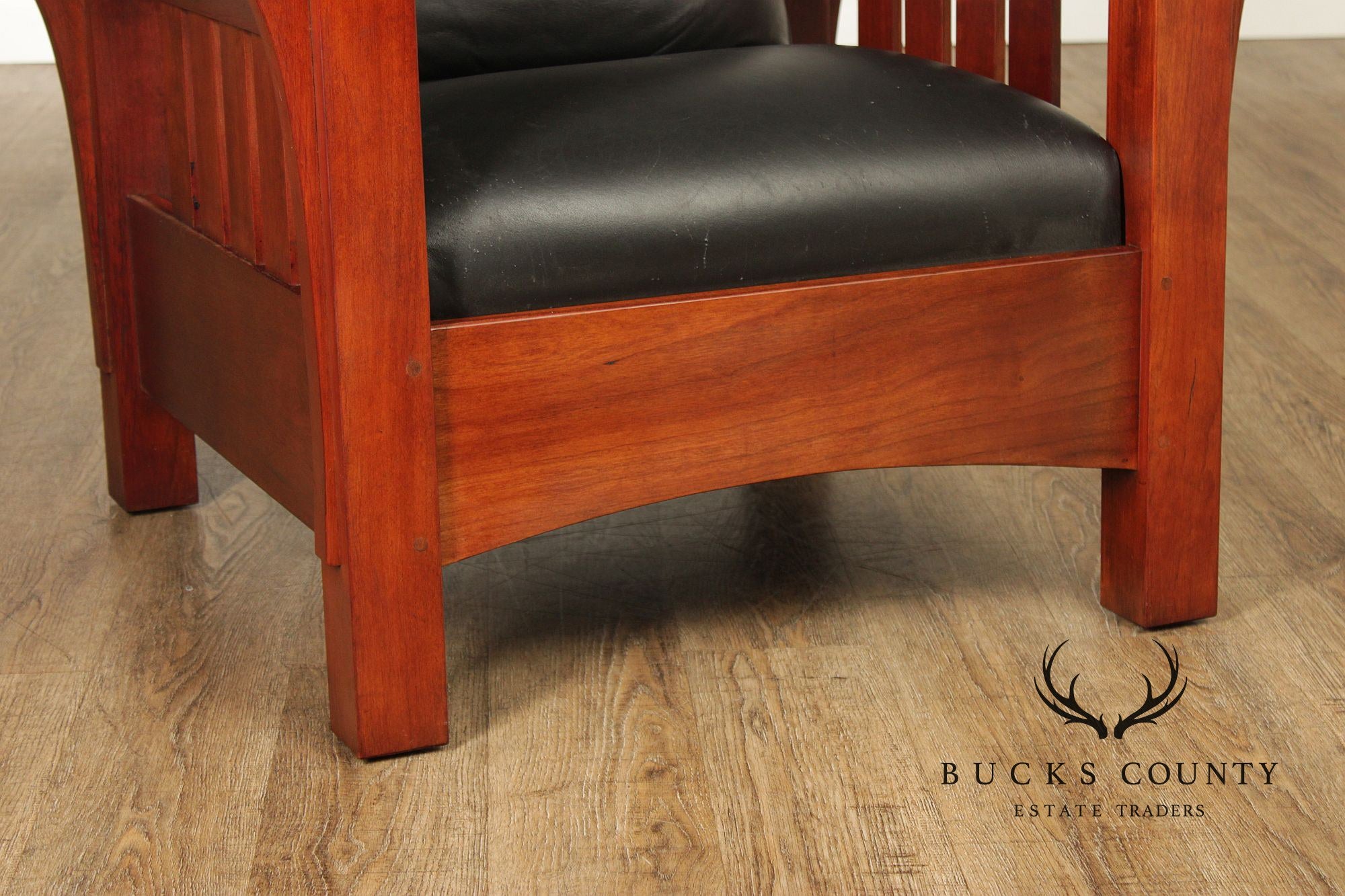Stickley Mission Collection Cherry And Leather Bow Arm Morris Chair
