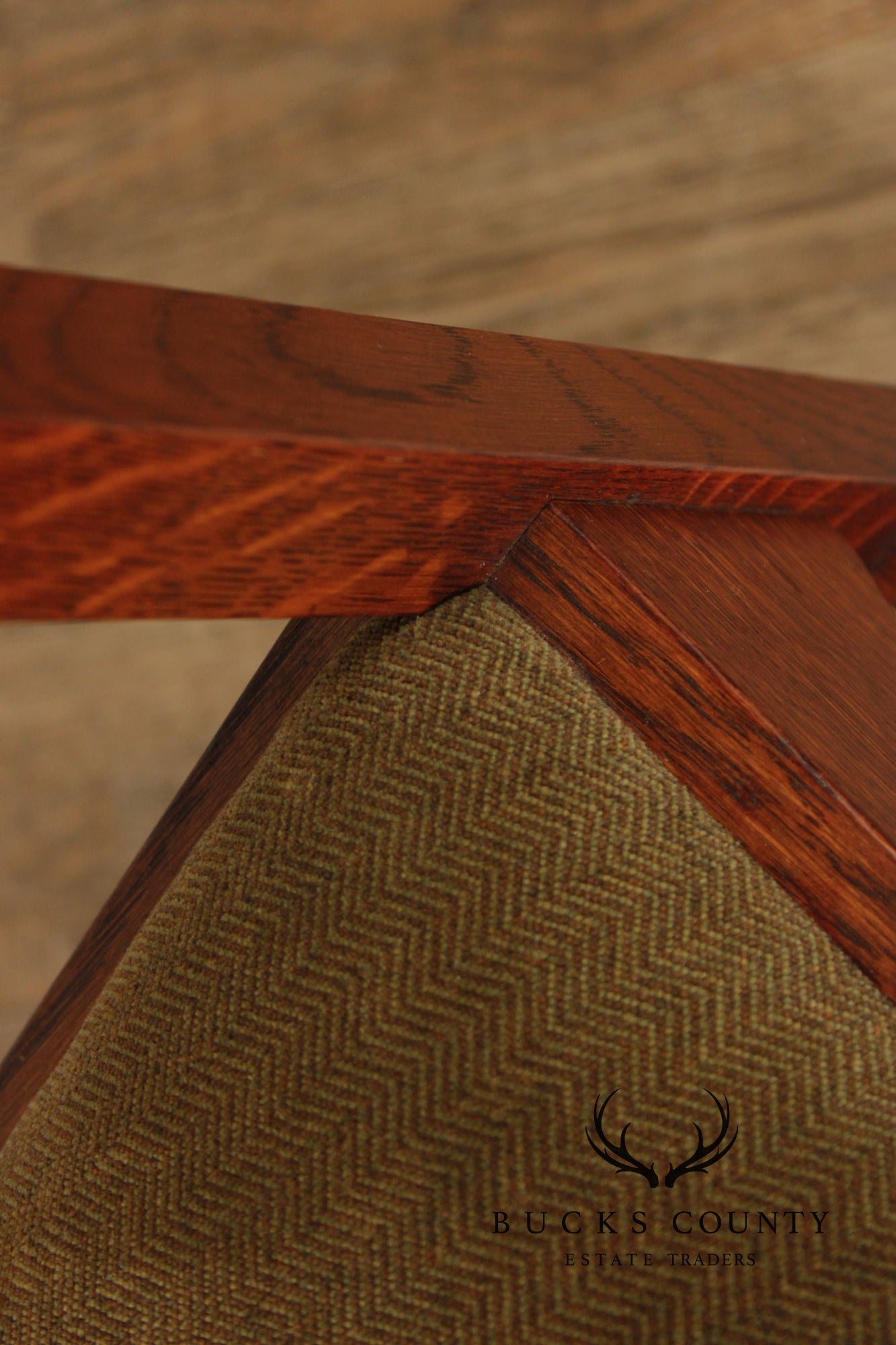 Stickley Mission Collection Pair of Harvey Ellis Inlaid Oak Dining Armchairs