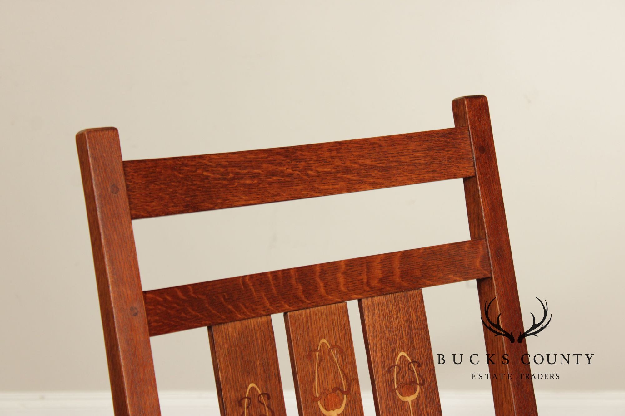 Stickley Mission Collection Harvey Ellis Inlaid Oak Rocker