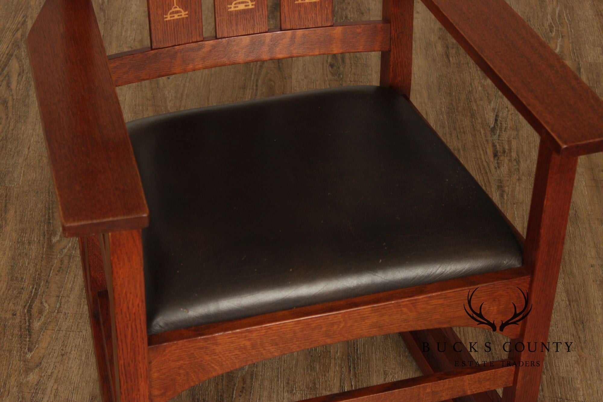 Stickley Mission Collection Harvey Ellis Inlaid Oak Rocker