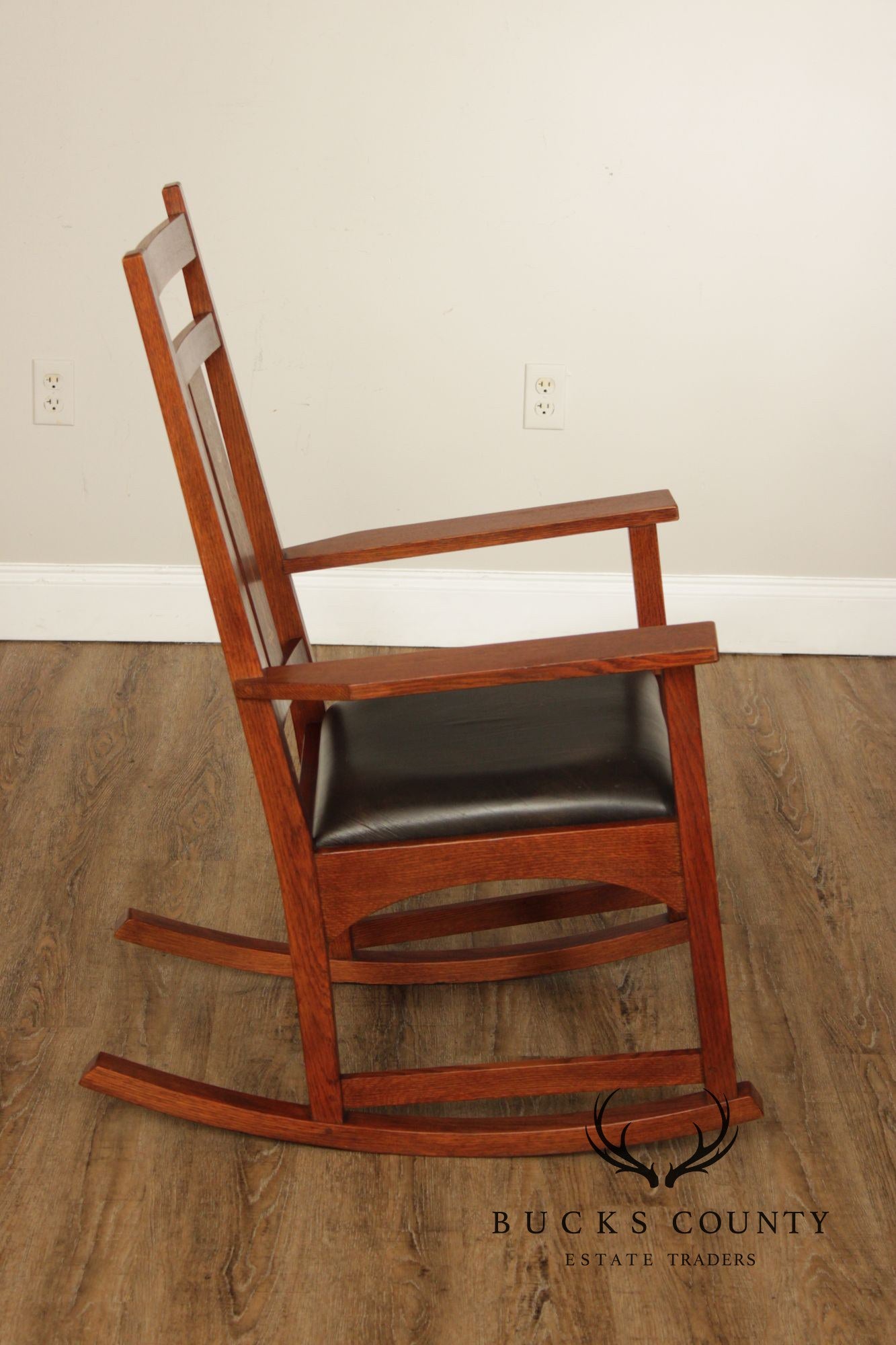 Stickley Mission Collection Harvey Ellis Inlaid Oak Rocker