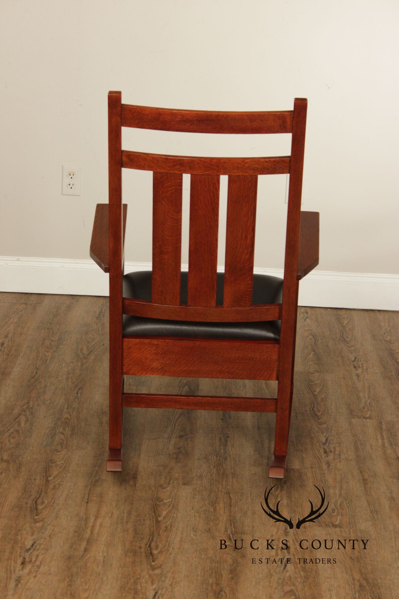 Stickley Mission Collection Harvey Ellis Inlaid Oak Rocker