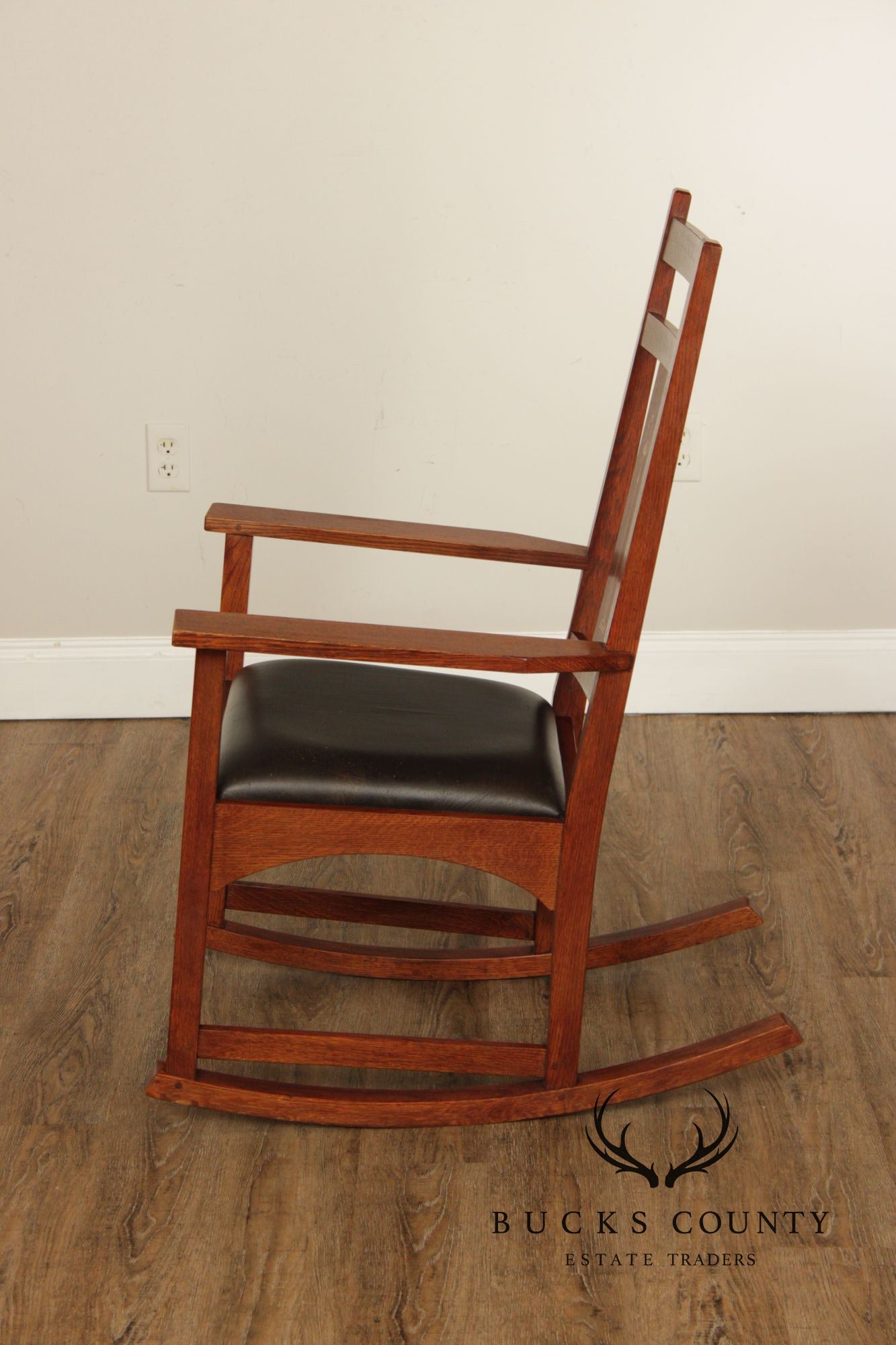 Stickley Mission Collection Harvey Ellis Inlaid Oak Rocker